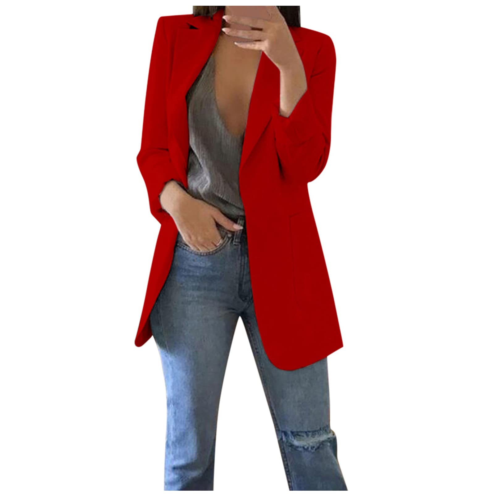Elegant Women's Casual Blazer - Slim Fit Long Sleeve Jacket for Business & Interviews