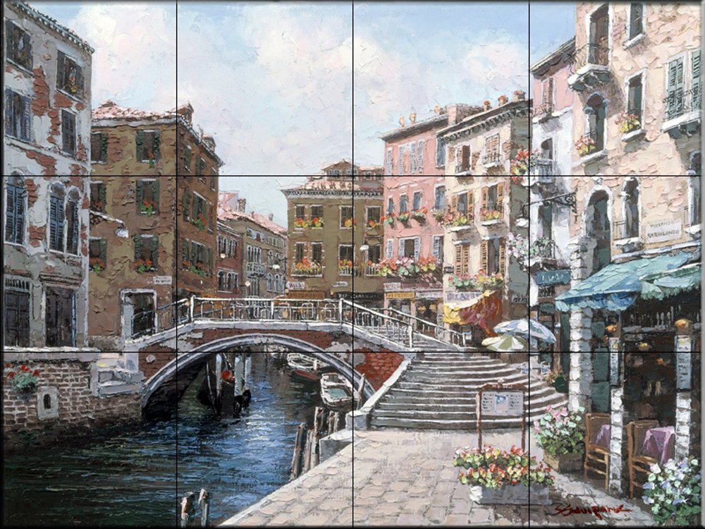 Venezia Ceramic Backsplash Tile Mural - Elegant Kitchen Wall Decor by Sam Park/Soho Editions | Perfect for Modern Farmhouse, Mediterranean & Contemporary Kitchen Designs