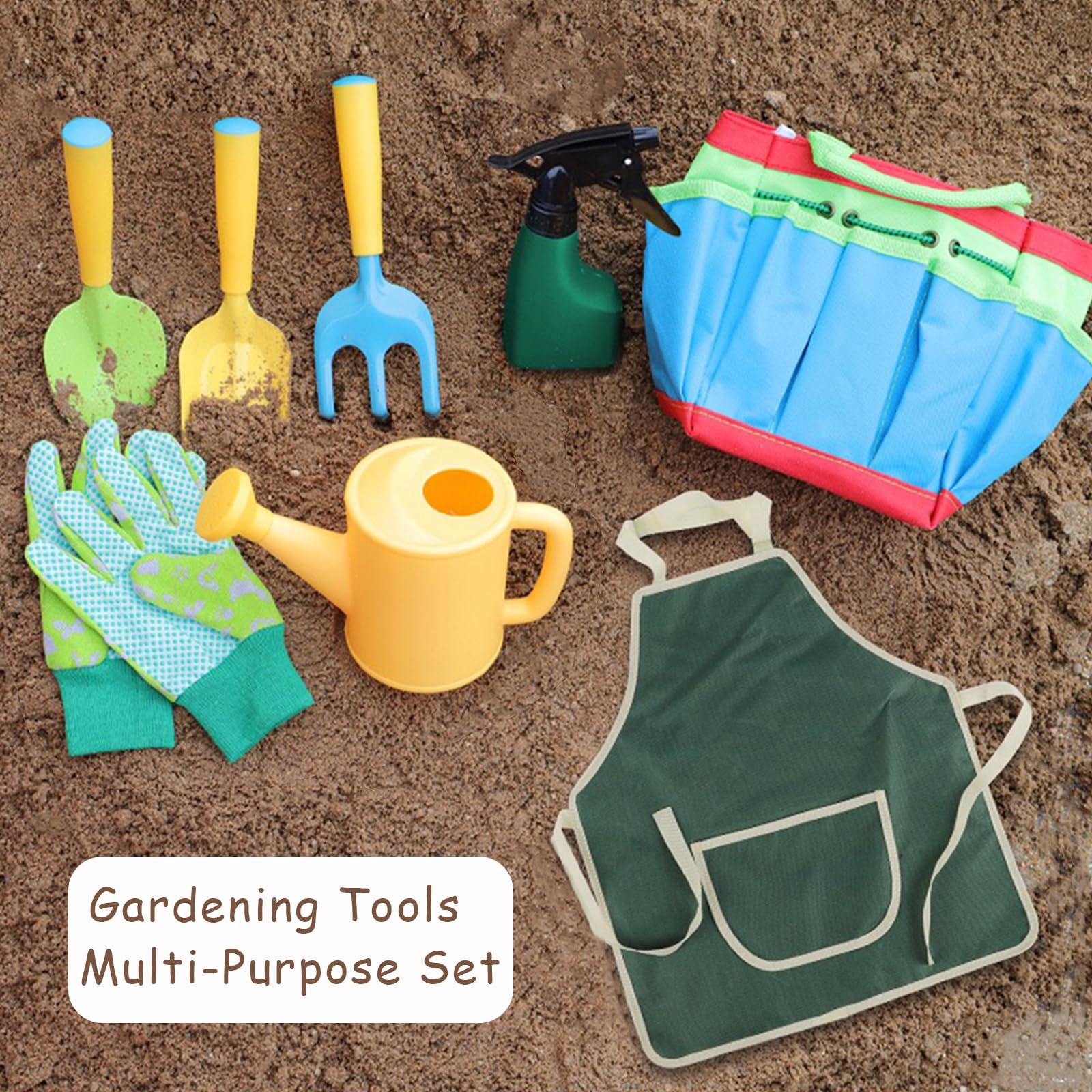 Herego 13-Piece Kids Gardening Tool Set - Shovel, Rake, Fork, Trowel, Apron, Gloves, Watering Can & Tote Bag | Durable Outdoor Toys for Toddlers & Children | Perfect for Gardening, Beach Play & Outdoor Learning Activities