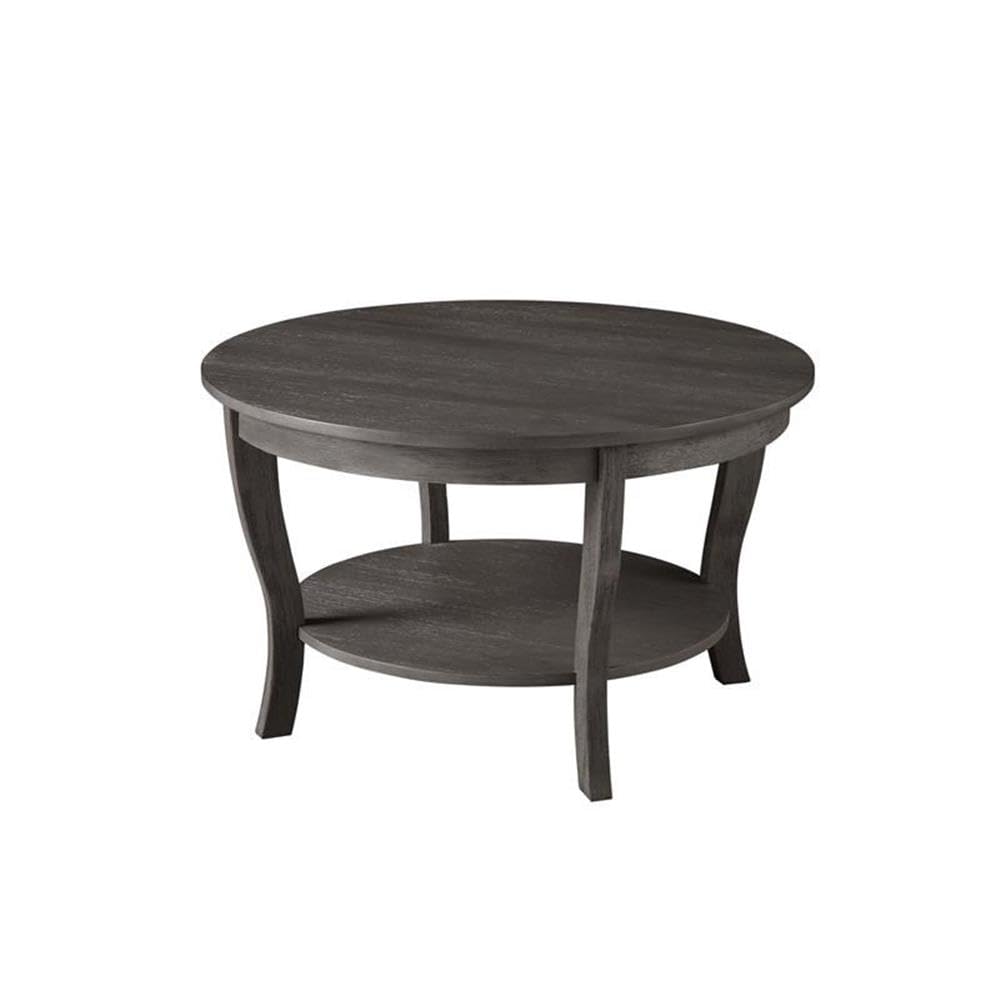 Pemberly Row Round Coffee Table - Gray Wood Finish - Modern Living Room Furniture for Small Spaces & Home Decor