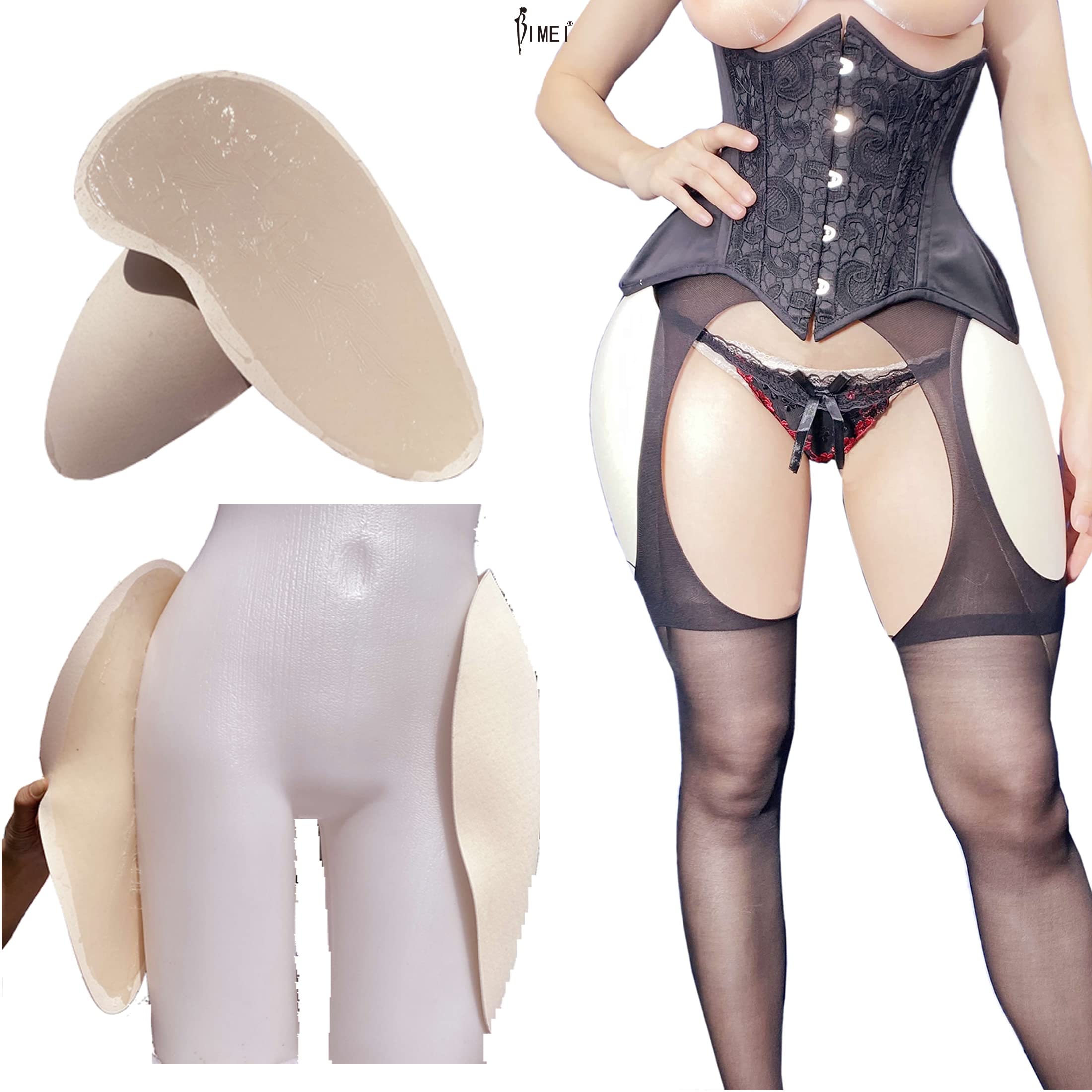 BIMEI 2PS Self-Adhesive Thigh & Hip Pads for Lifting & Shaping - Medium, Beige | Comfortable & Discreet Underwear Enhancer for Daily Wear, Special Occasions & Confidence Boost