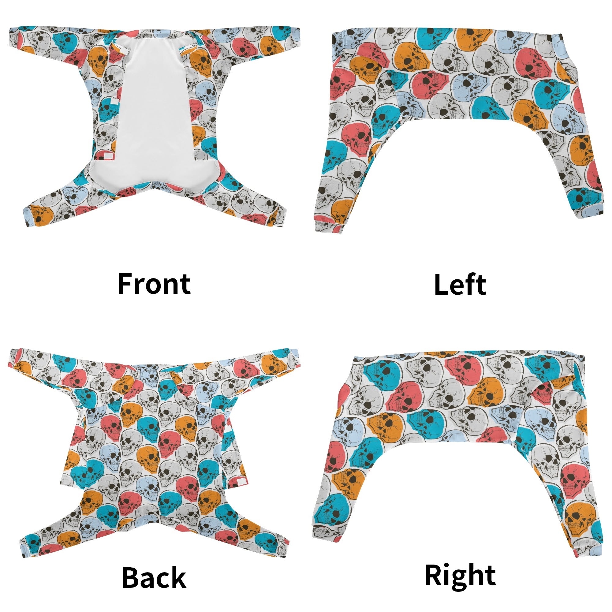 Colorful Skulls Ultra Soft Dog Pajamas - Cozy Halloween Pet Costume for Small & Medium Dogs - Perfect for Nighttime, Photo Shoots & Holiday Parties
