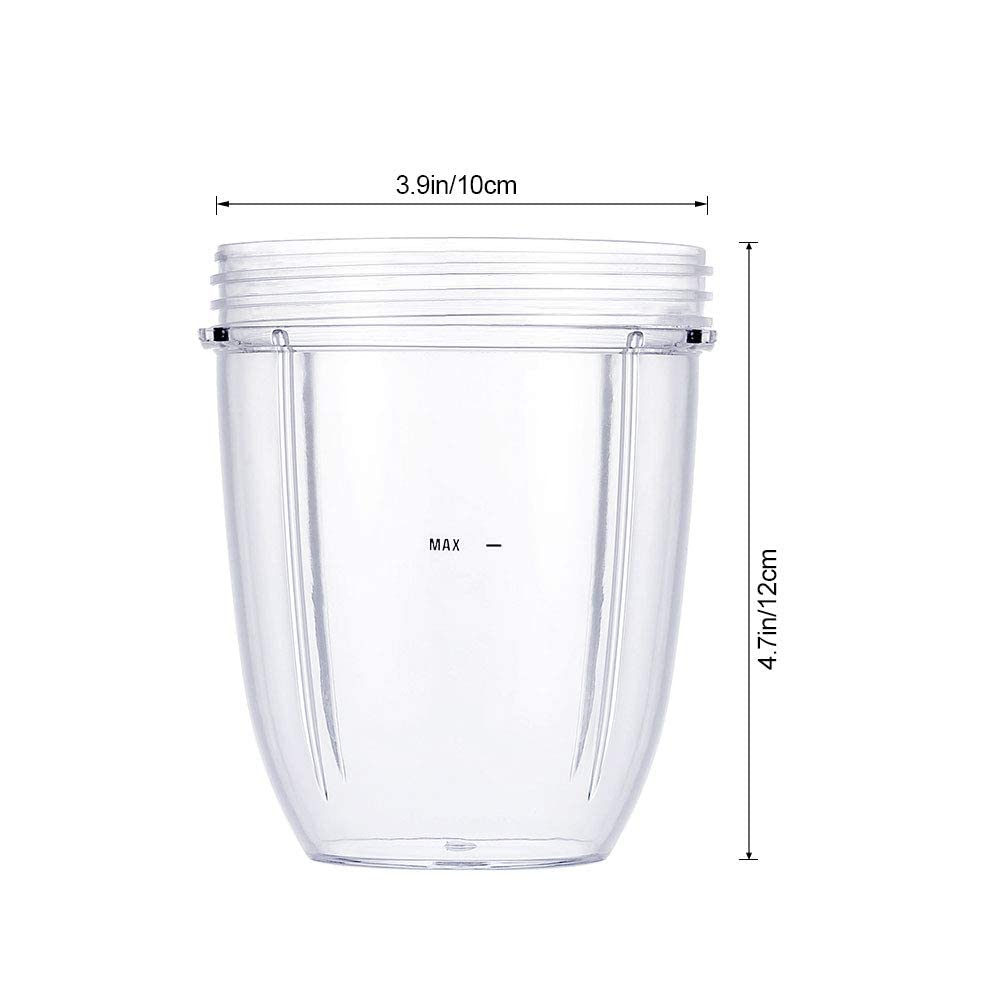 NutriBullet Replacement Cups 18oz (2 Pack) - Compatible with NutriBullet 600W/900W Blenders - Includes 2 Flip-Top Lids & 2 Rubber Gaskets - Perfect for Smoothies, Protein Shakes & Meal Prep On The Go