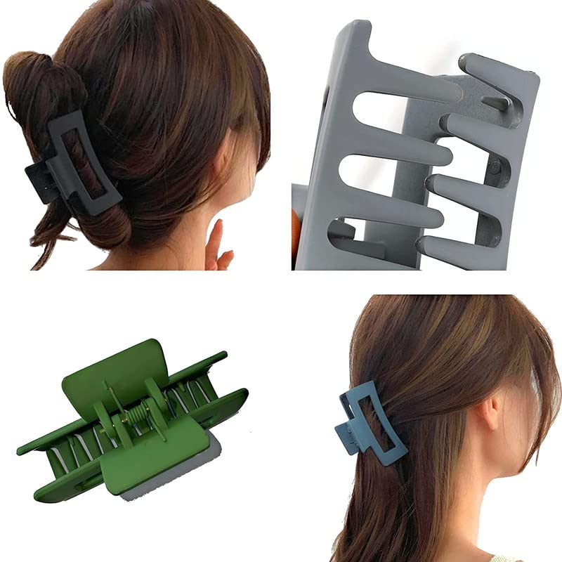 FAMEZA 6-Pack Non-Slip Hair Claw Clips for Thick Hair - Strong Square Grip Fashion Hair Accessories for Women & Girls | Perfect for School, Work, and Everyday Style