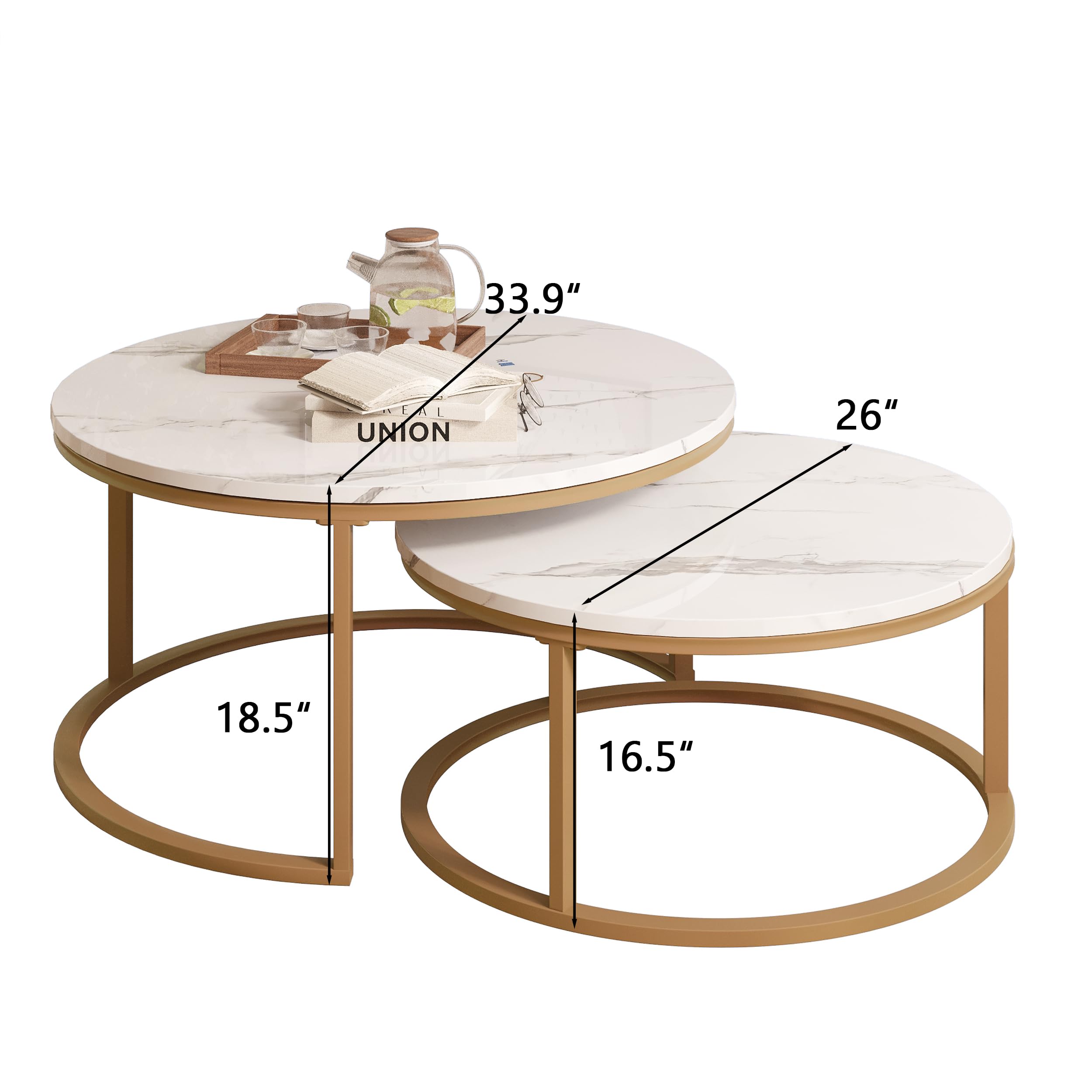 WiberWi 2-Piece Round Nesting Coffee Table Set - 34