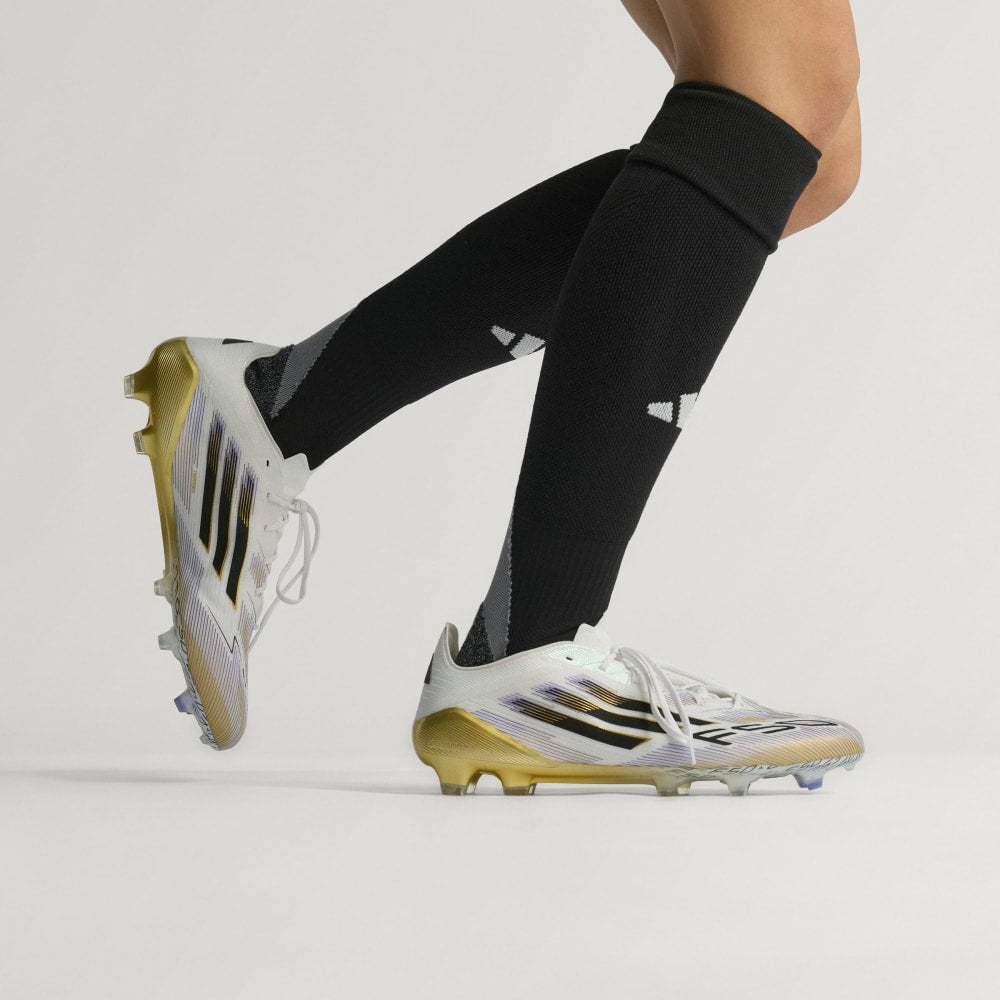 Adidas F50 Elite FG Soccer Cleats for Men - White/Black/Metallic Gold Football Shoes - Perfect for Professional Matches & Training Sessions