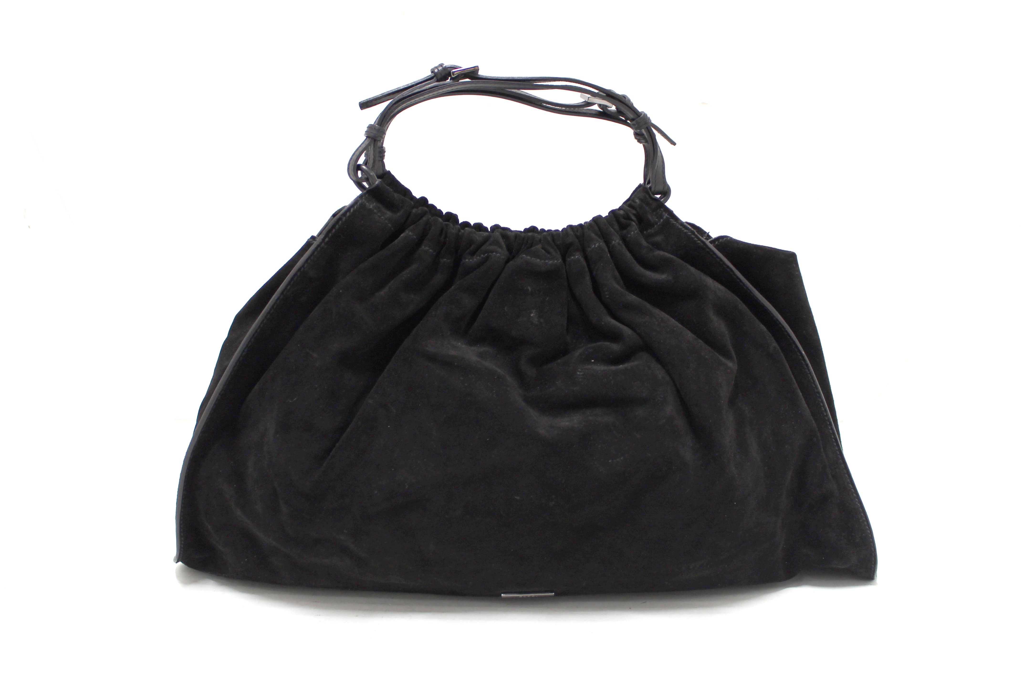 Authentic Gucci Black Suede Leather Hobo Shoulder Bag for Women | Luxury Designer Handbag for Everyday Use, Work & Evening Out