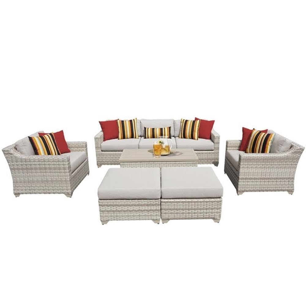BOWERY HILL 8-Piece Patio Wicker Sofa Set with Cushions - Outdoor Furniture for Garden, Poolside, Backyard & Porch Relaxation