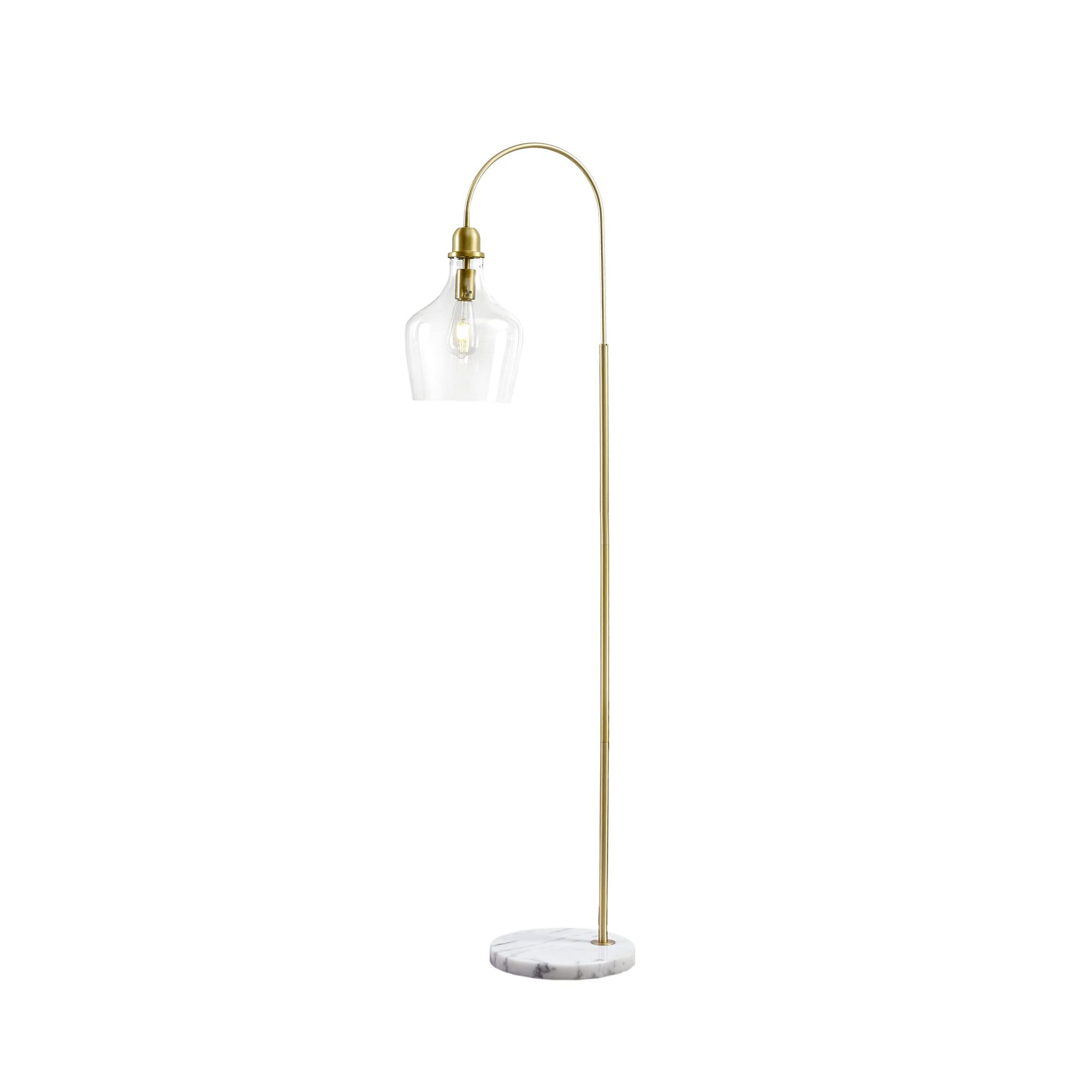 Hampton Hill Auburn Modern Floor Lamp with Bell Glass Shade & Marble Base - 72