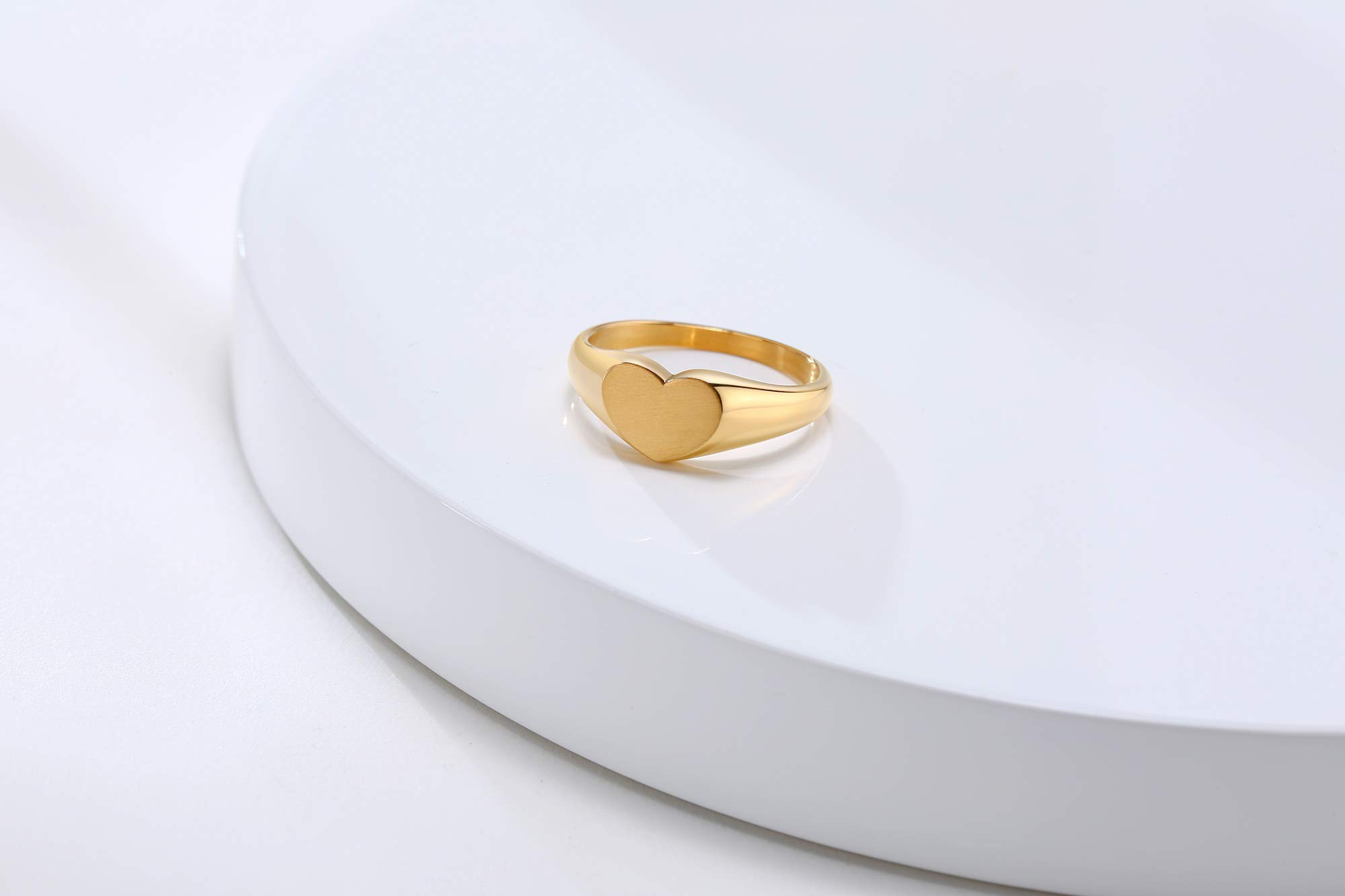 14K Gold Filled Heart Shaped Stackable Ring for Women - Stainless Steel Layering Band, Adjustable Sizes 6-9 - Perfect for Valentine's Day, Anniversary Gifts & Everyday Fashion Jewelry