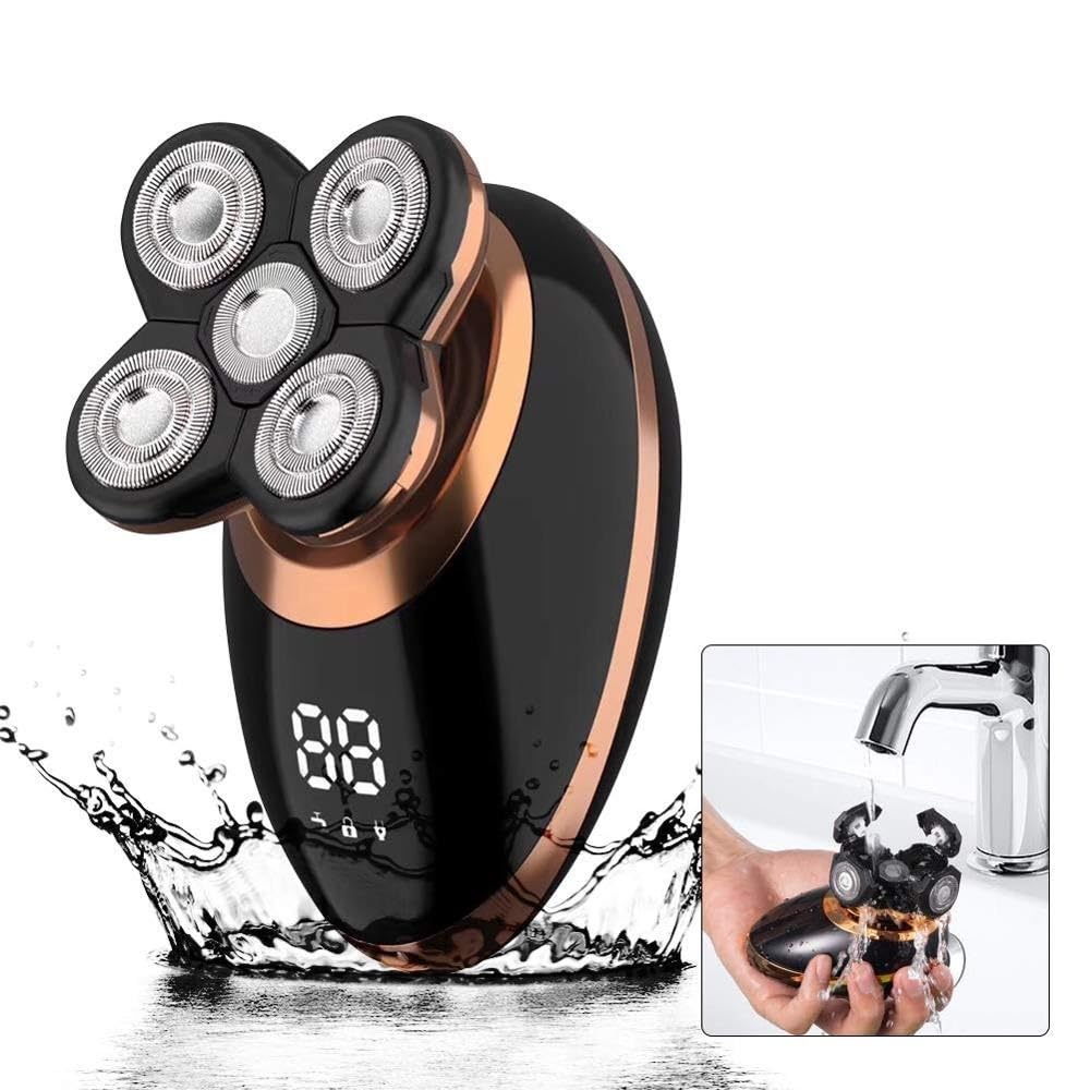 Best Electric Head Shaver for Bald Men - Rechargeable 5-Blade Rotary Beard Trimmer & Waterproof Shaving Machine for Smooth Shave | Perfect for Travel, Gym & Daily Grooming