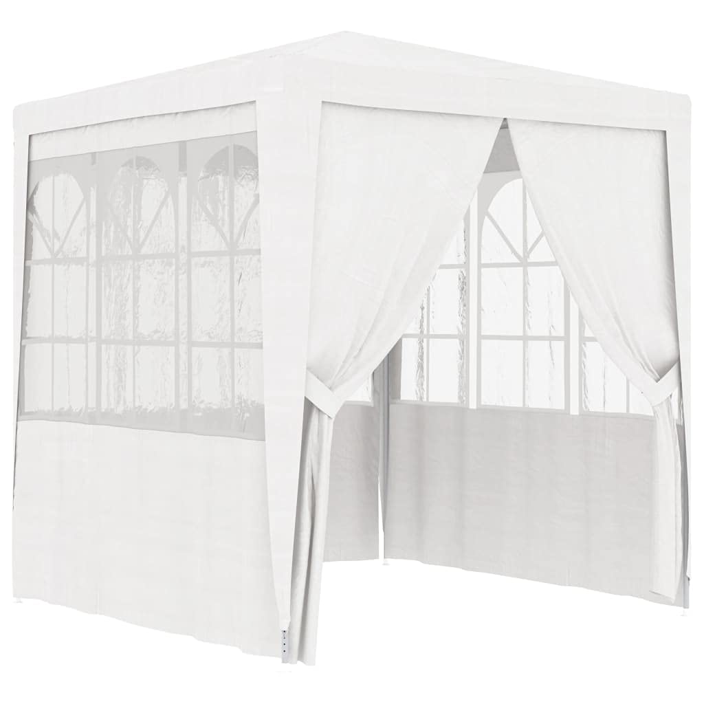 Professional 6.6'x6.6' White Party Tent with Side Walls - 90 g/m Garden Sunshade Awning, Patio Canopy & Sun Shelter for Outdoor Events | Perfect for Weddings, BBQs, Camping & Festivals | Weather-Resistant & Durable for Backyard Gatherings