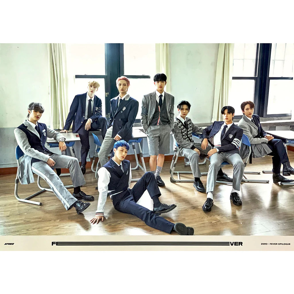 ATEEZ 8th Mini Album 'ZERO : FEVER EPILOGUE' Official Poster - Kpop Merchandise for Fans, Room Decor & Music Collection Display