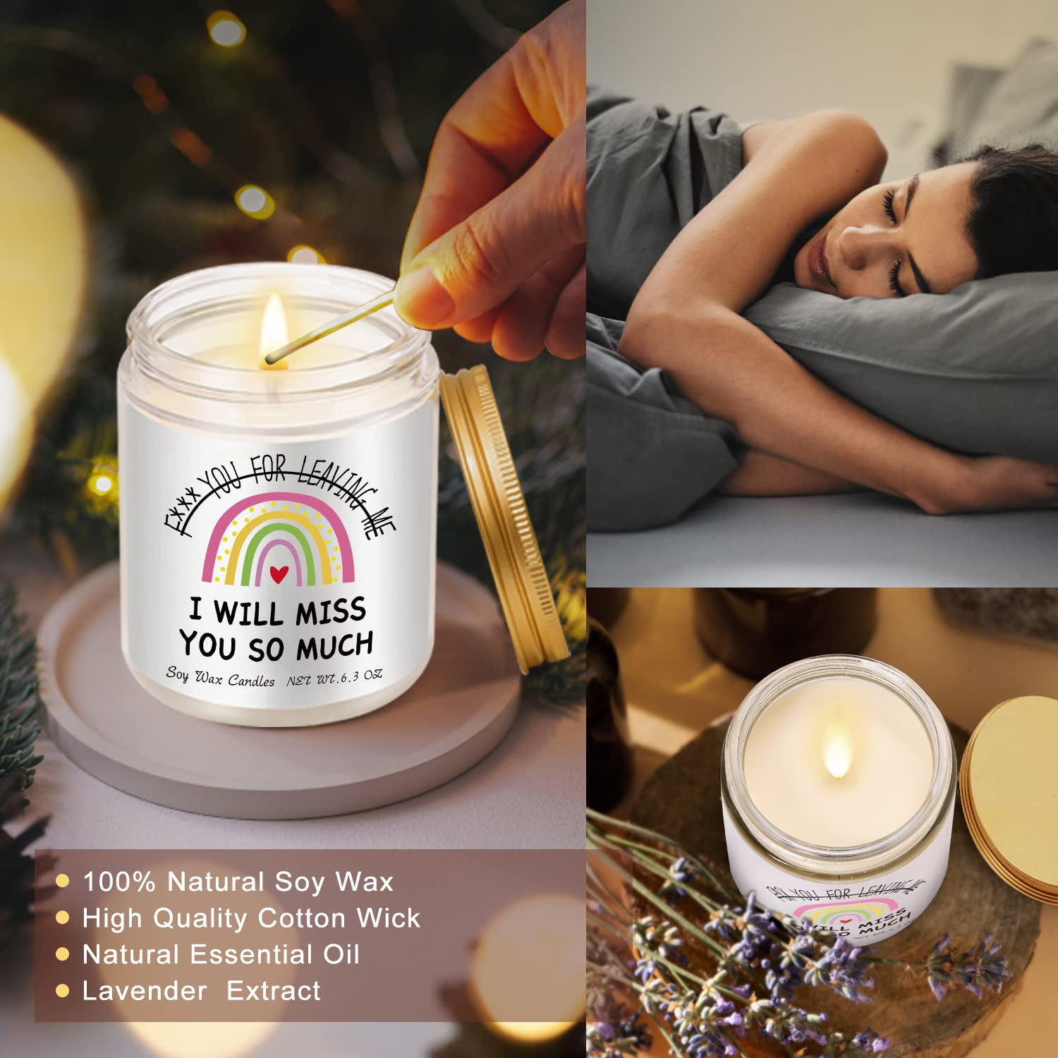 Lavender Scented Candle - Thoughtful Farewell Gift for Women | Coworker Going Away, Retirement & Goodbye Gift Idea | Perfect for Office Farewell Parties, Home Relaxation & Stress Relief