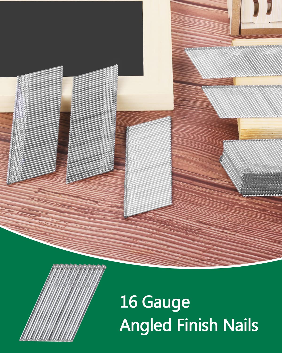 16 Gauge 1-1/4 Inch 20-Degree Angled Finish Nails - Galvanized for Electric & Pneumatic Nail Guns - Ideal for Window Trim, Cabinet Building, Flooring & Woodworking Projects (12 Boxes) - Durable Construction for Professional & DIY Use