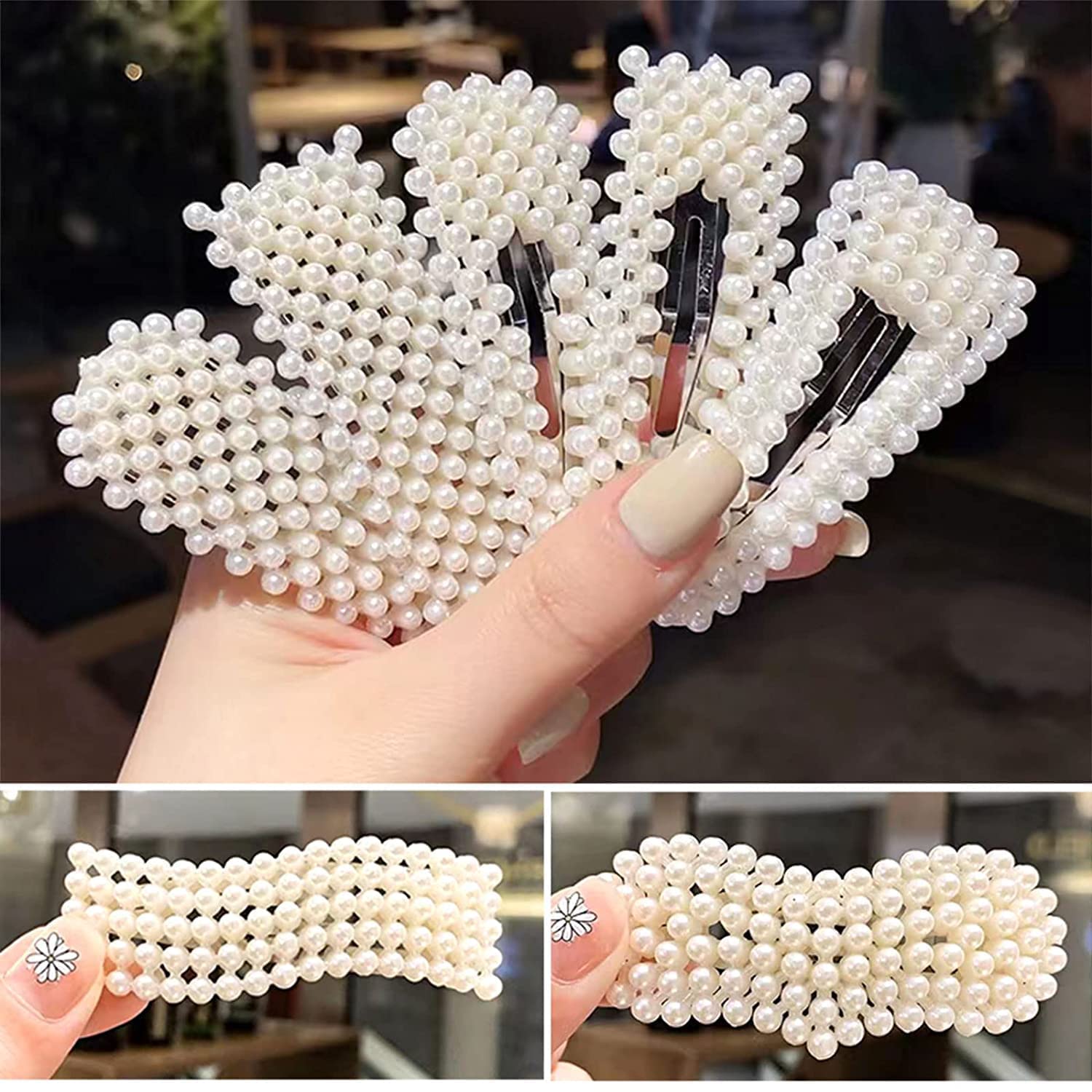 Korean Style DIVERSA Artificial Pearl Hair Clips - Set of 12 White Pearl Hair Pins & Barrettes for Women & Girls | Fashion Hair Accessories for Weddings, Parties & Daily Use
