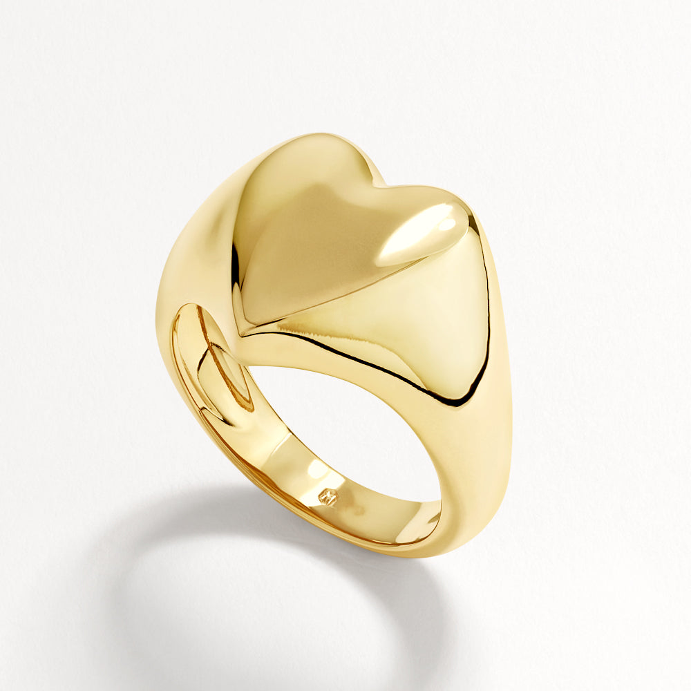 Gold Puff Heart Ring - Elegant & Trendy Jewelry for Women - Perfect for Valentine's Day, Anniversary & Romantic Gifts