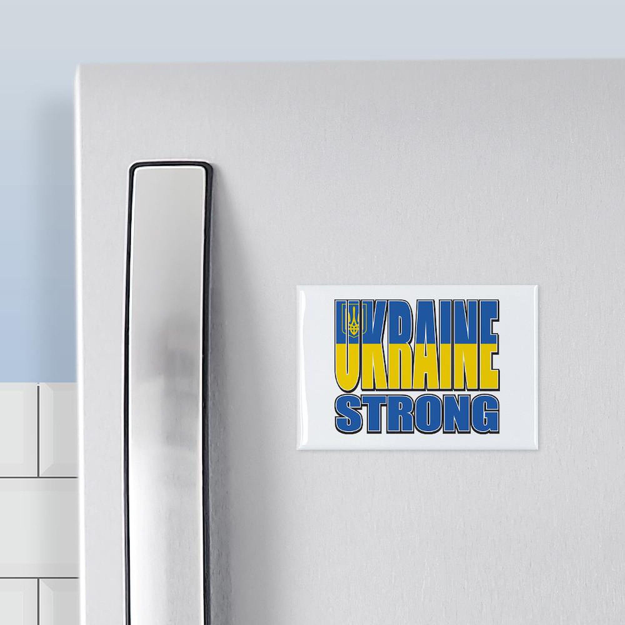 Ukraine Strong Refrigerator Magnets 10 Pack - 2x3 Inch Patriotic Rectangle Magnets for Fridge, Office, Locker & Home Decor - Show Support with Ukrainian Flag Design