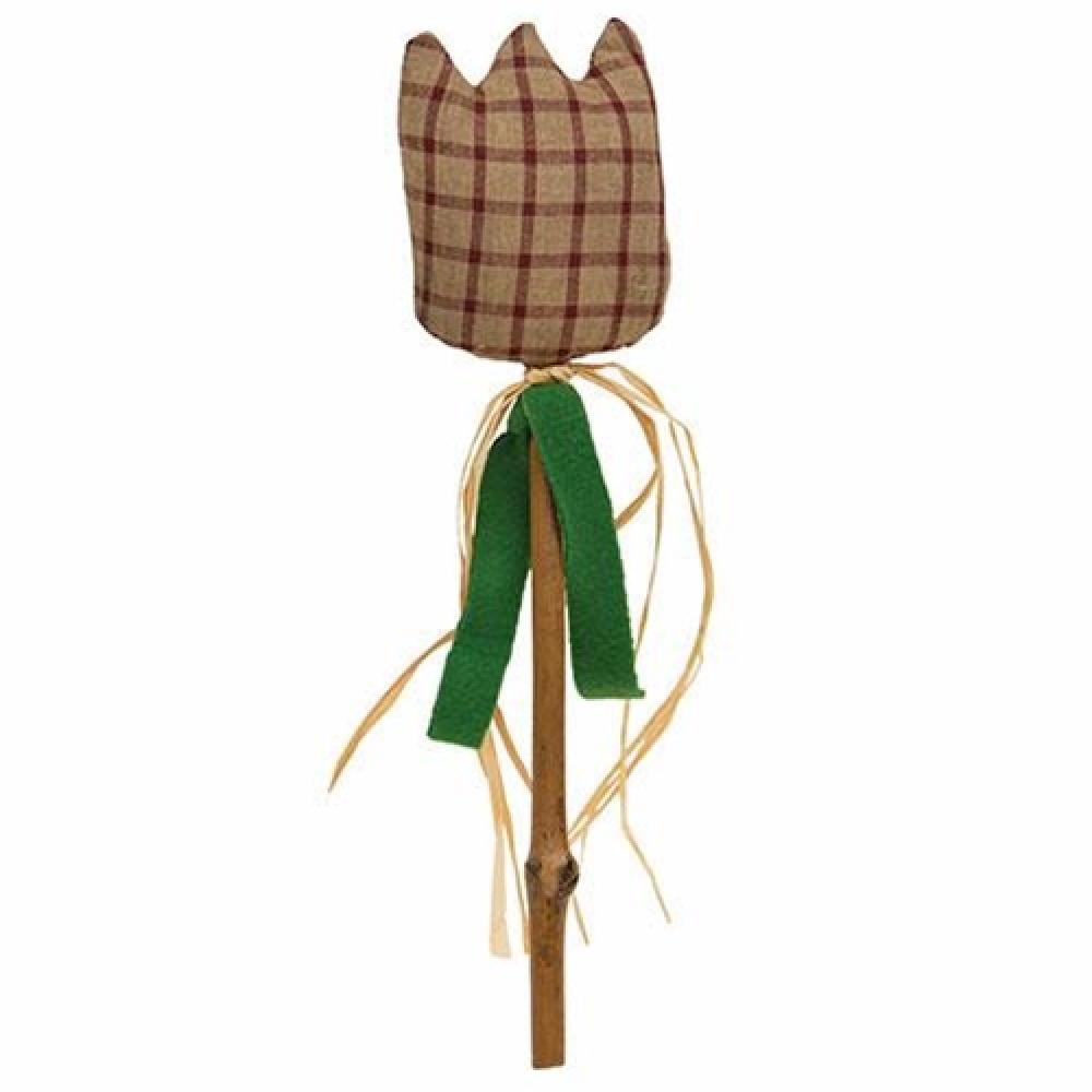 Burgundy Check Tulip Stake - Garden Plant Support for Tulips, Flowers & Vines - Perfect for Outdoor Gardens, Flower Beds & Landscaping