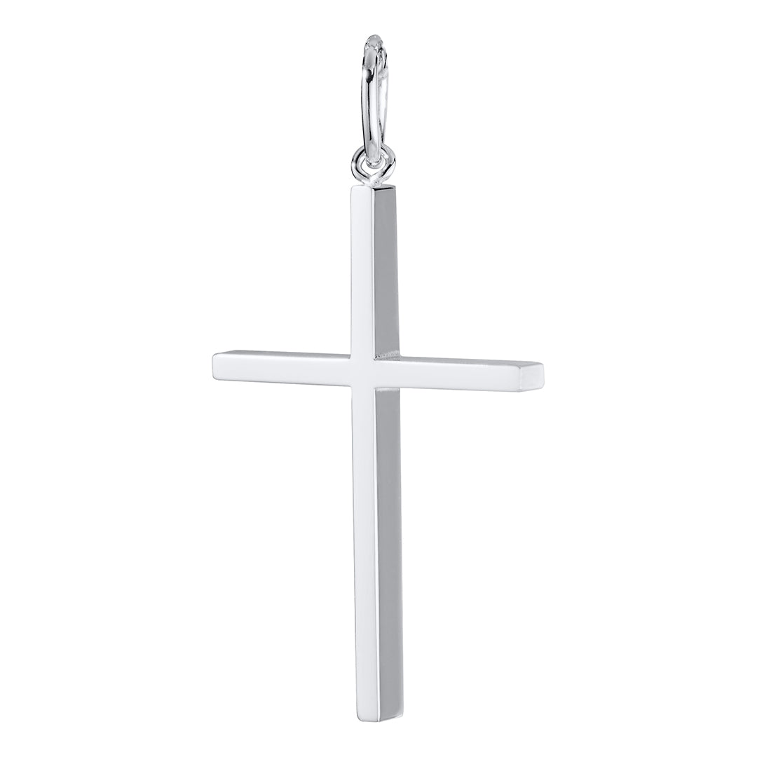 24x44mm Sterling Silver Cross Pendant Necklace for Women - Religious Jewelry Gift for Baptism, Confirmation & Everyday Wear