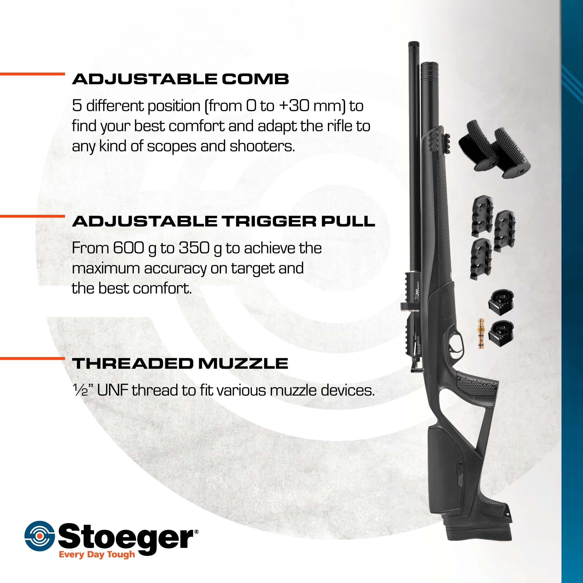 Stoeger XM1 Scout PCP Air Gun - .25 Caliber - Black Synthetic Stock with Adjustable Pull - Perfect for Hunting, Target Shooting & Outdoor Adventures