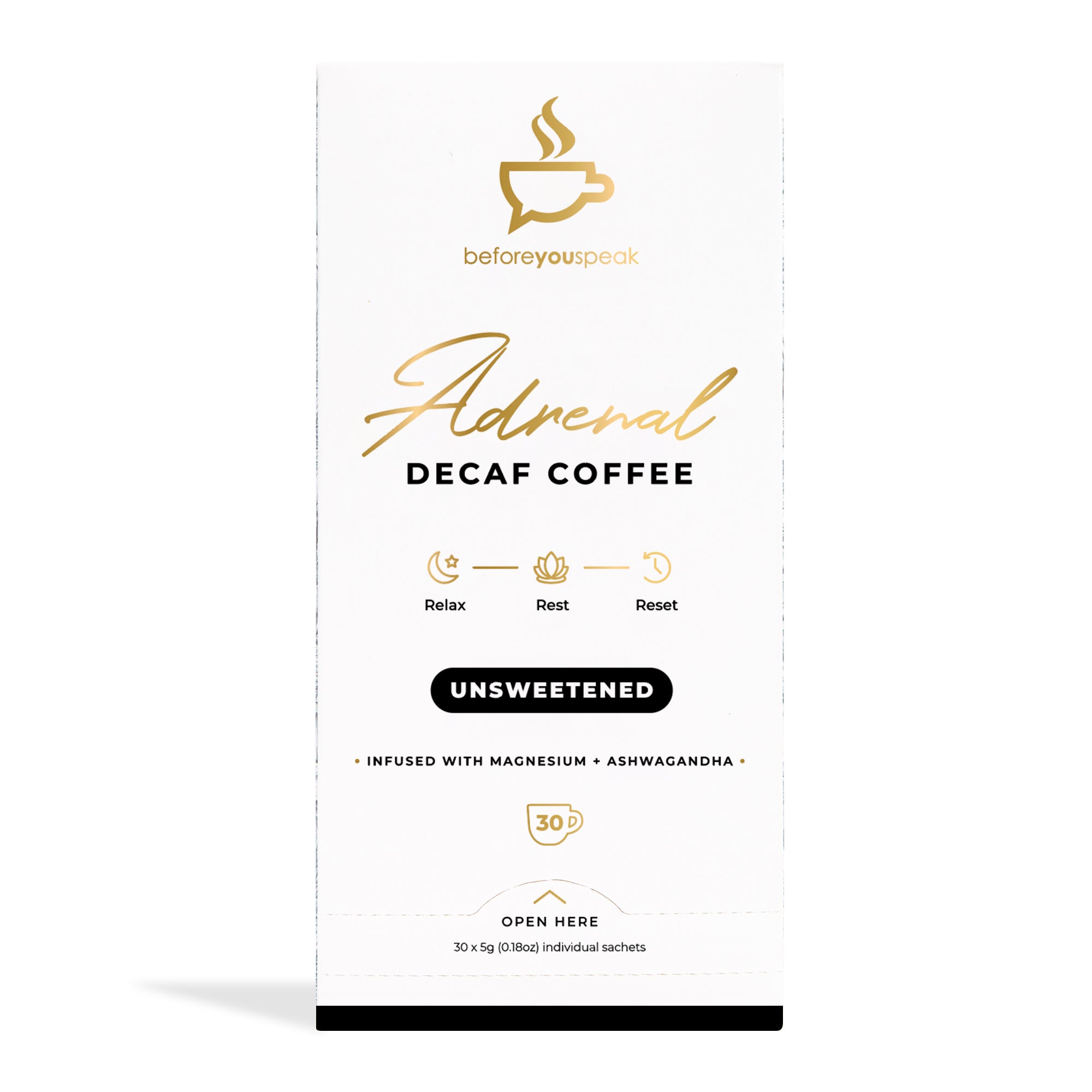 Adrenal Decaf Unsweetened Coffee - Organic Decaffeinated Coffee Beans for Stress Relief & Relaxation - Perfect for Evening Brews, Meditation & Nighttime Rituals