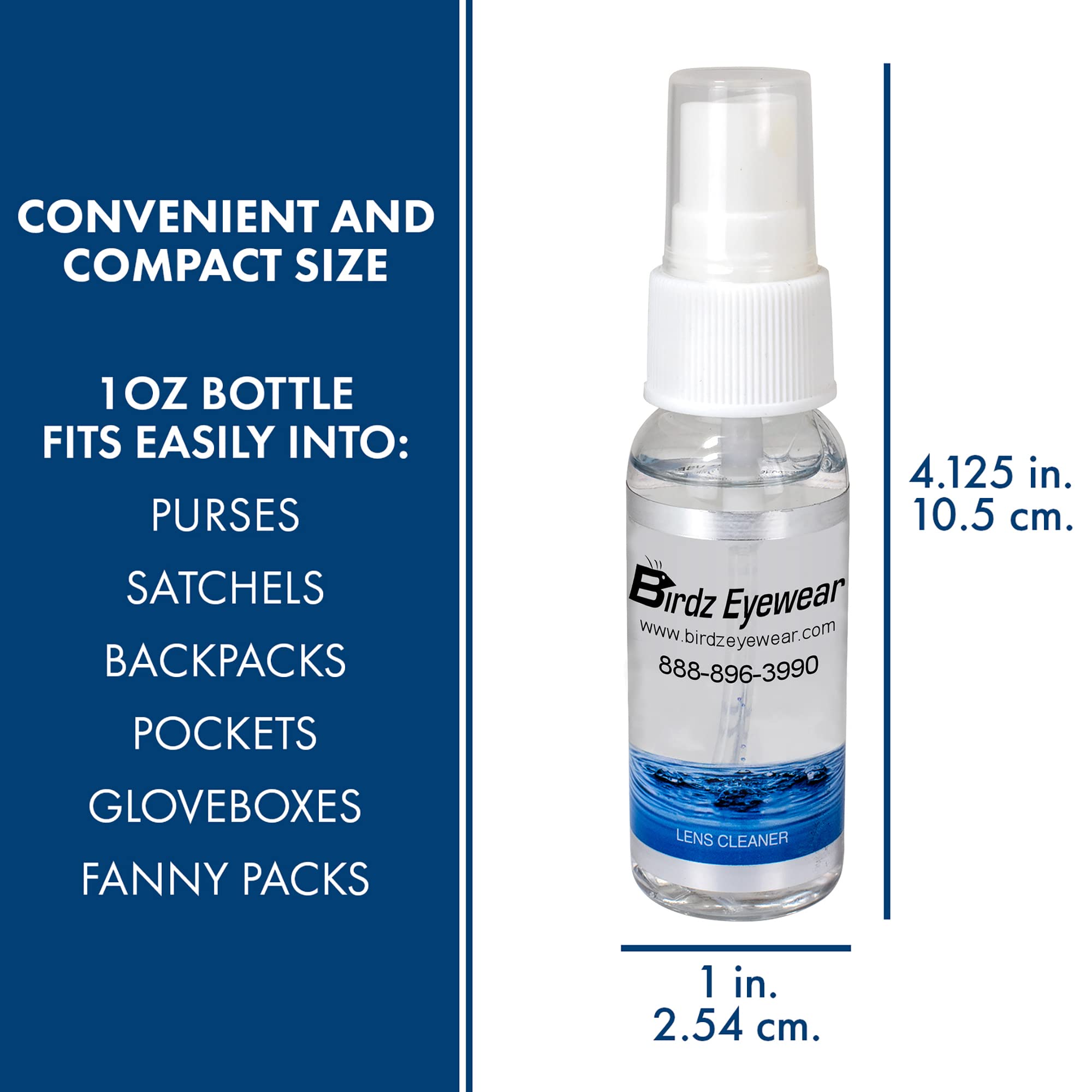 **Birdz 1 OZ Eyeglass & Sunglass Lens Cleaner Spray – Pack of 50 – Streak-Free, Anti-Fog, Quick-Drying – Perfect for Glasses, Screens, Cameras & More**