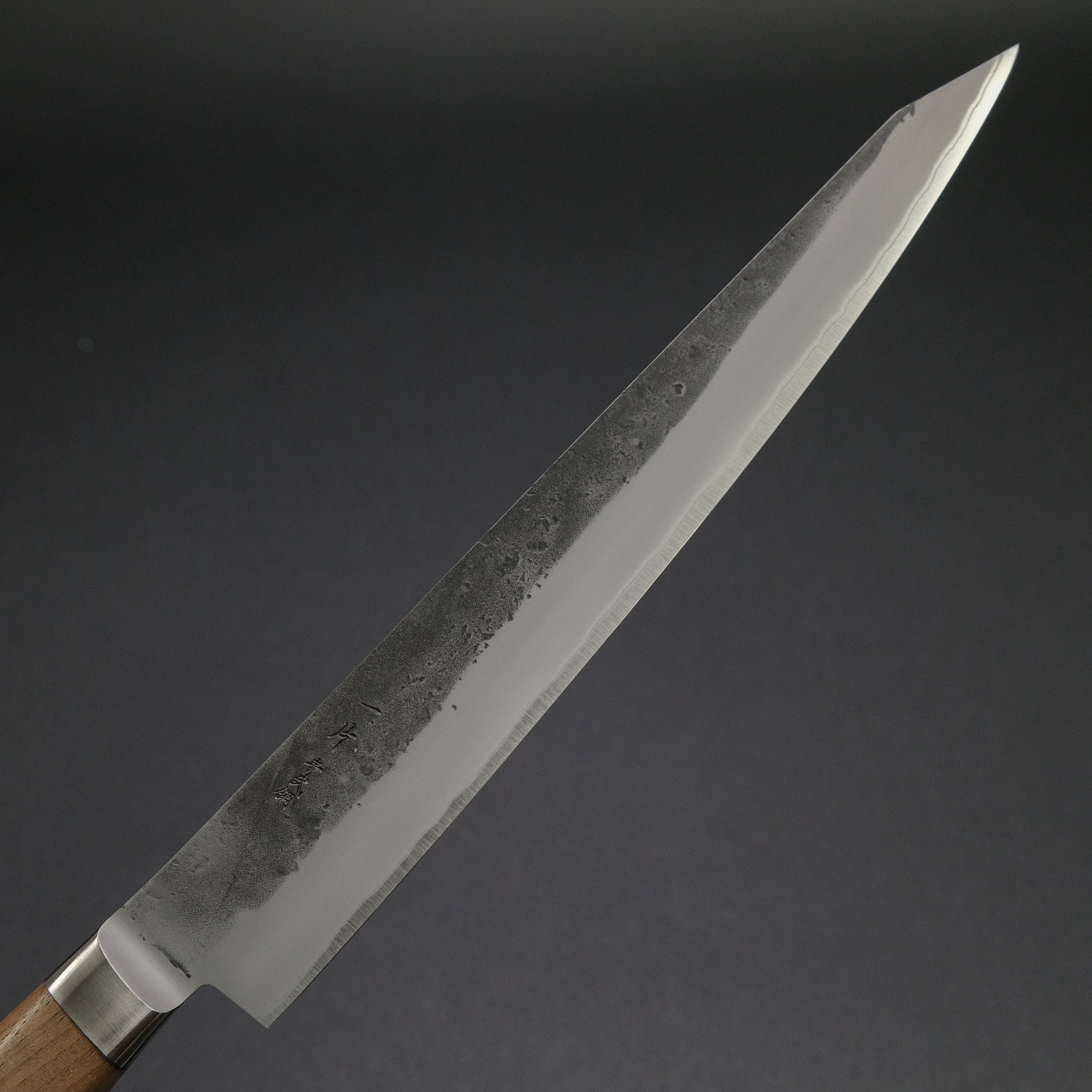 Hitohira TD Blue #2 Stainless Clad Nashiji Sujihiki Knife 240mm - Japanese Chef Knife with Walnut Handle for Slicing Meat, Sushi & Precision Cutting