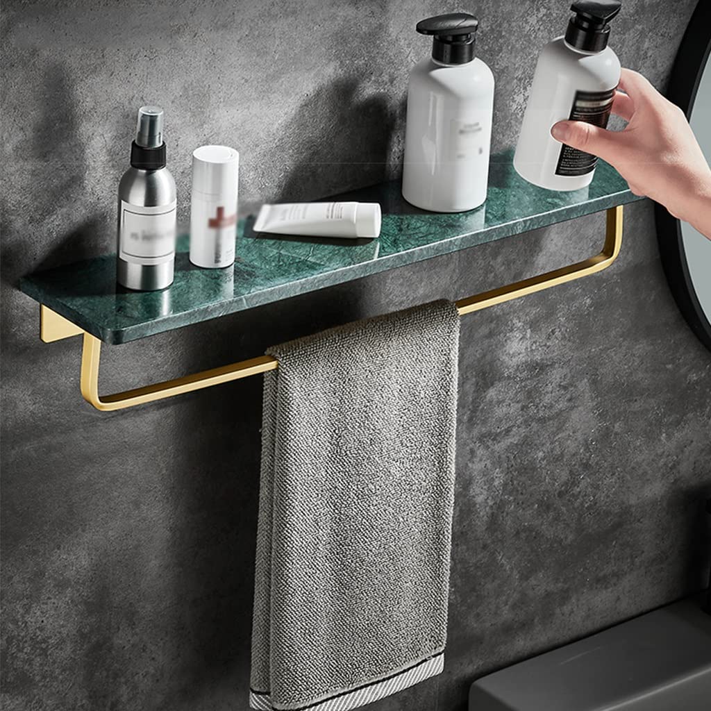 Luxury Marble Bathroom Storage Rack - Wall Mounted Towel Organizer with Rod for Washbasin & Vanity - 40CM Modern Bathroom Decor (Perfect for Spa, Hotel, and Home Bathroom Organization)