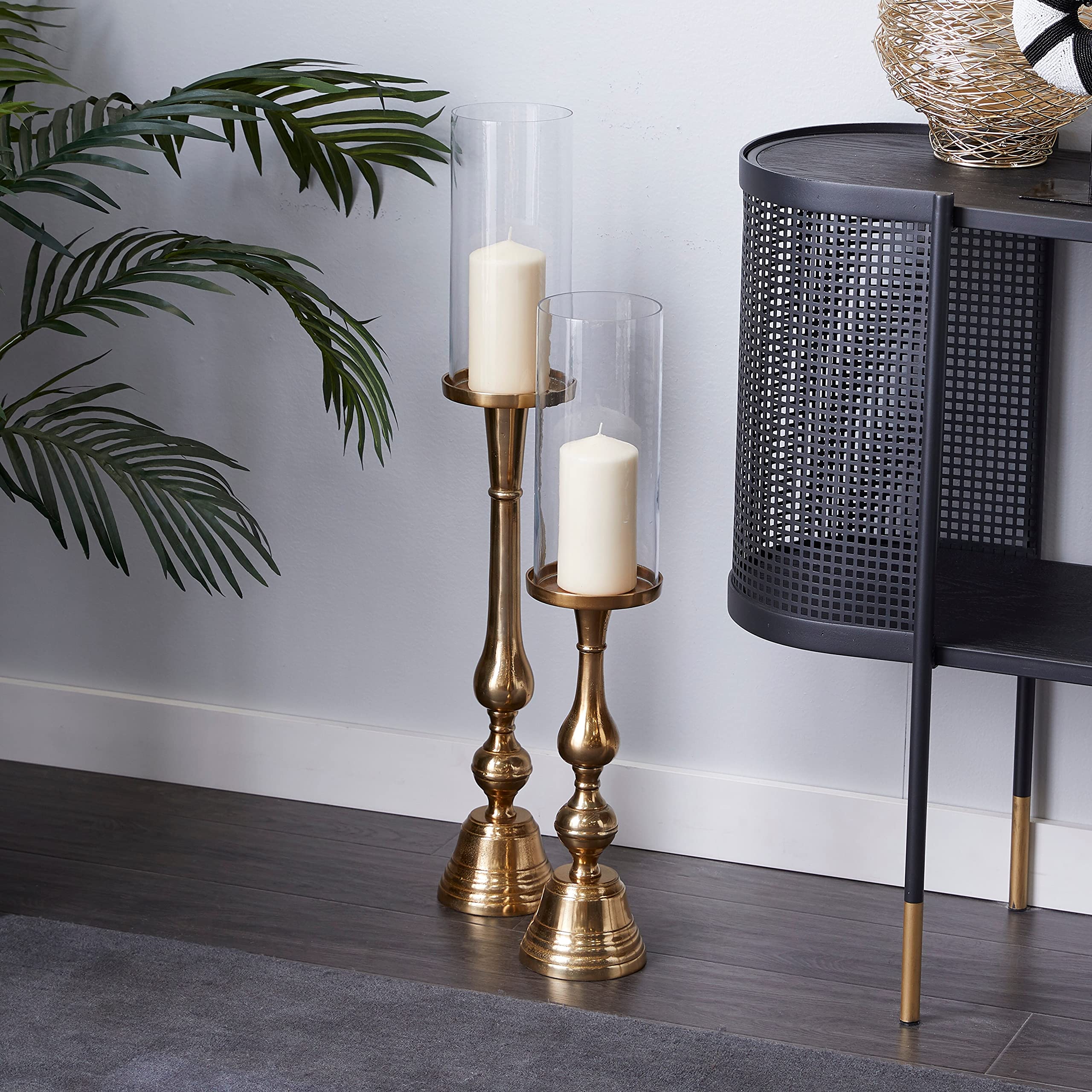 Elegant Gold Candle Holders Set of 2 - Vintage Home Decor for Wedding, Dining Table, and Romantic Ambiance Lighting