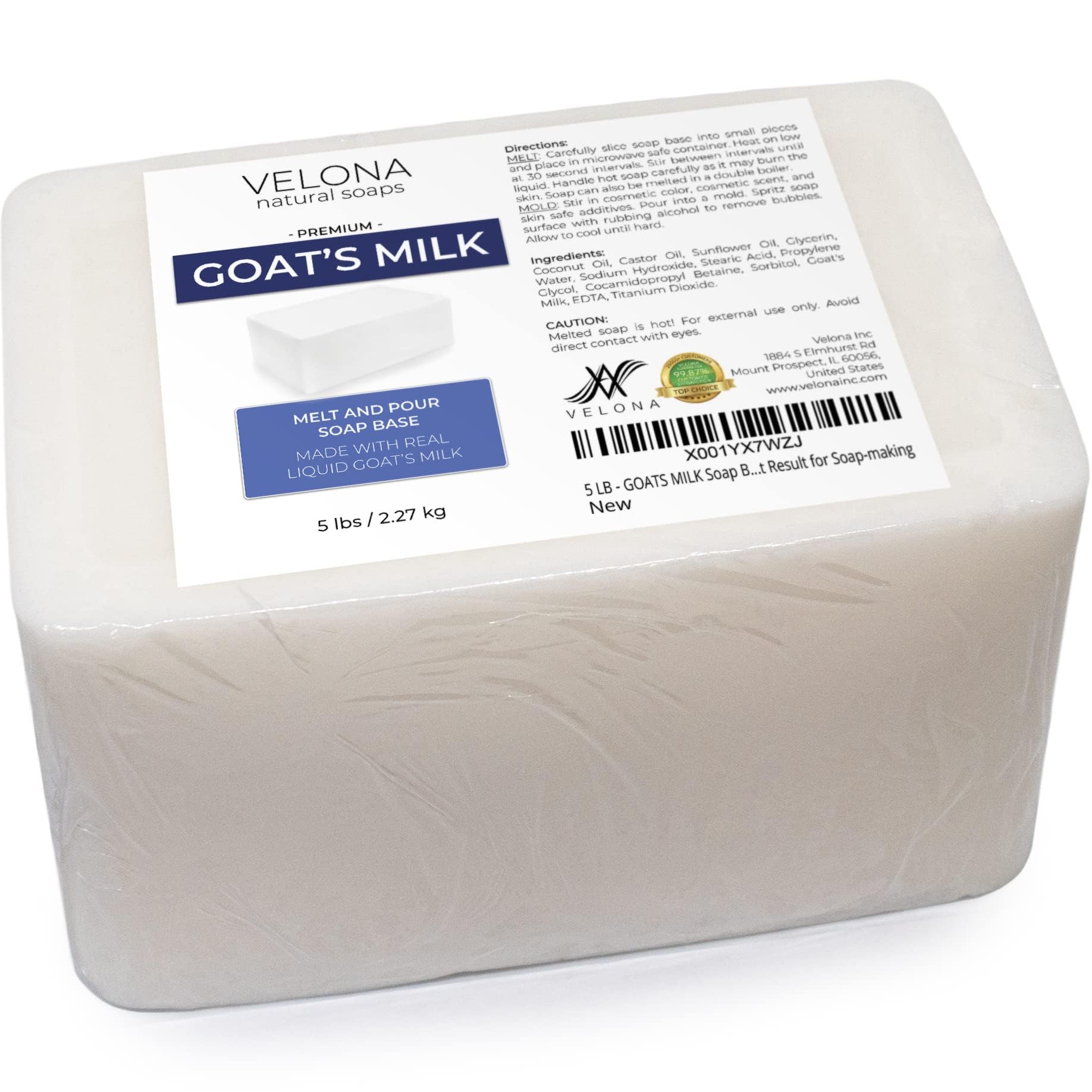 Velona 10 LB Goats Milk Soap Base - SLS/SLES Free, Melt and Pour Soap Making Supplies, Natural Soap Bars for DIY Handmade Soaps | Perfect for Crafting, Gifts & Skincare Routine