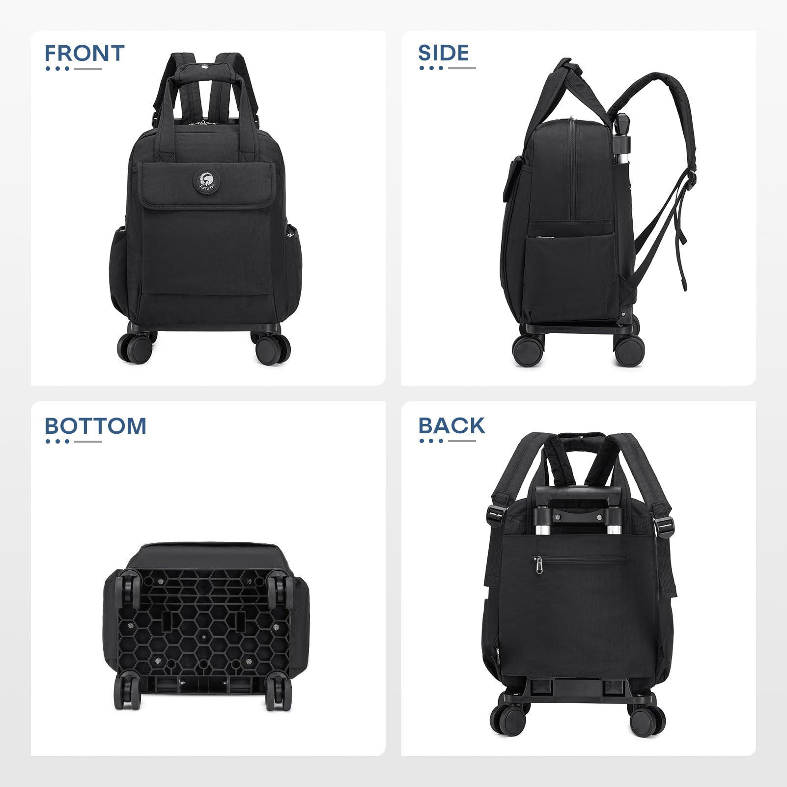 Waterproof Rolling Backpack with Wheels & Laptop Compartment - 25L Travel Backpack for Teachers, Professionals & Students - Durable Carry-On Briefcase for Women & Men | Perfect for Air Travel, Commuting & Campus Use