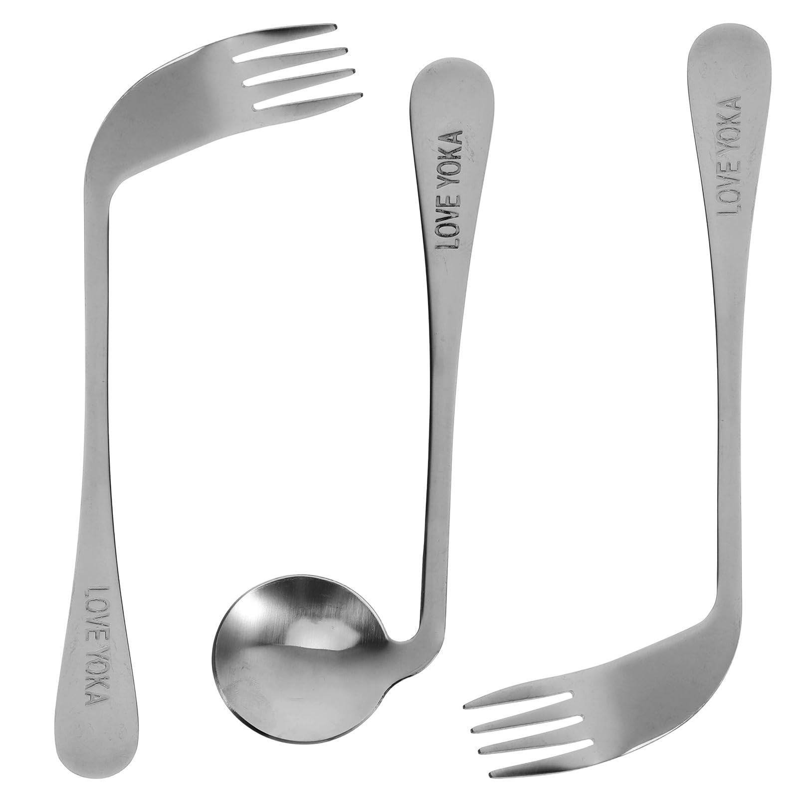 Left Handed Adaptive Utensils Set - Stainless Steel Angled Fork & Spoon with Easy Grip Handle - Ergonomic Offset Design for Seniors & People with Limited Mobility - Perfect for Arthritis, Parkinson's, or Weak Grasp - Ideal for Assisted Living & Home Care Meals