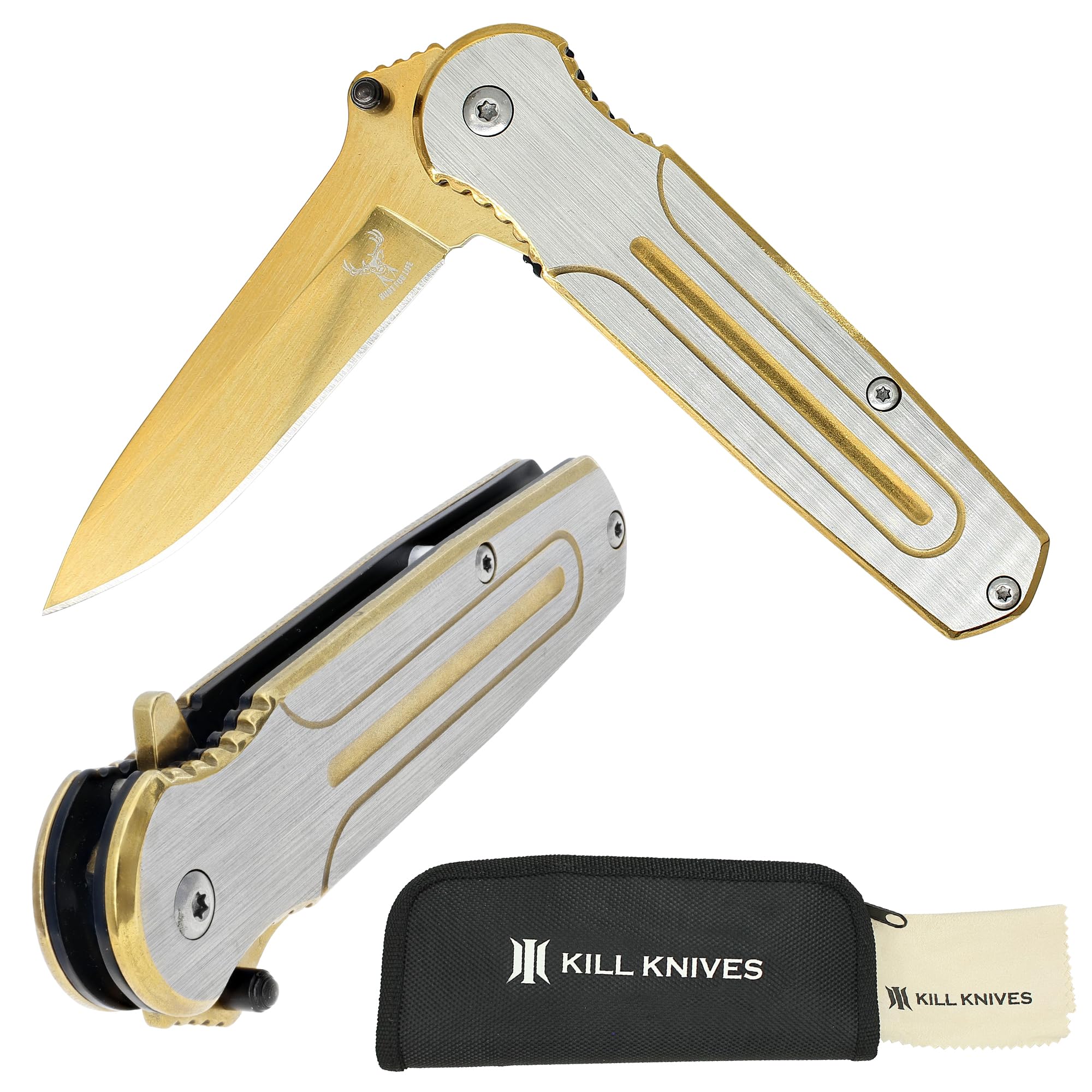 Premium Spring-Assisted Gold Mine Knife - Tactical Folding Pocket Knife for Camping, Hiking & Outdoor Adventures