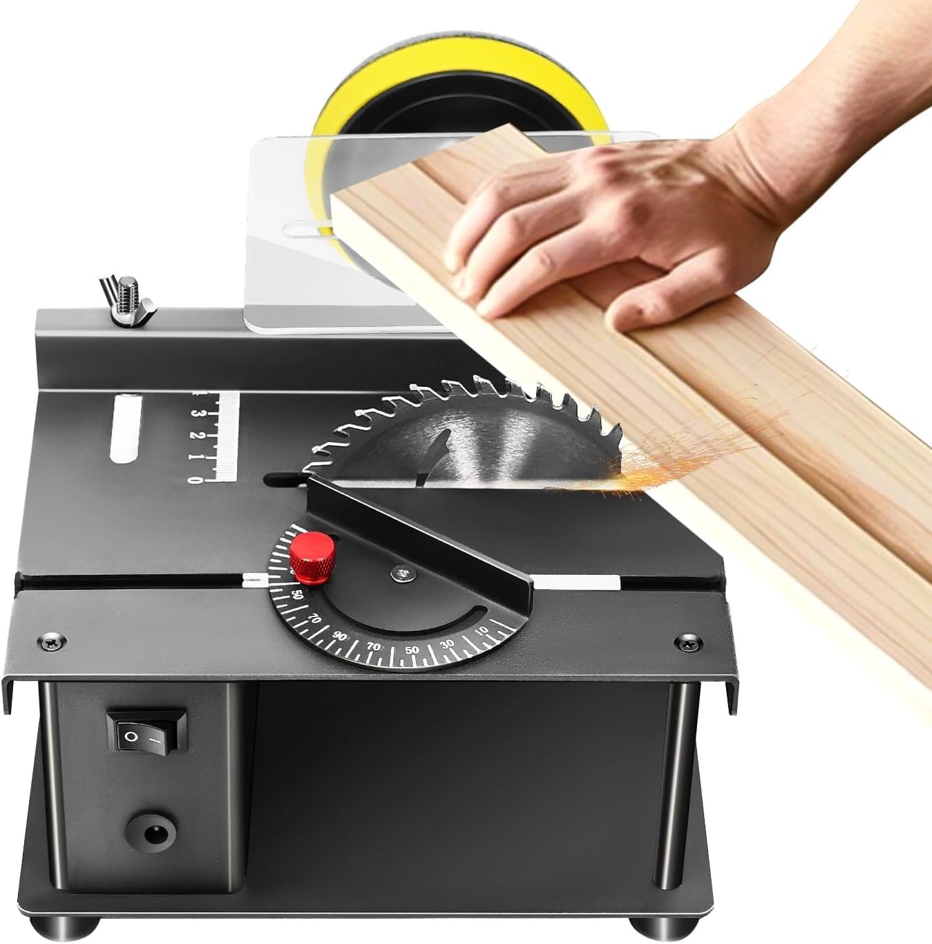 200W 8500RPM Mini Table Saw for Crafts - Multi-Functional Cutting Bench with Speed Regulation | Perfect for Woodworking, DIY Projects & Home Renovations
