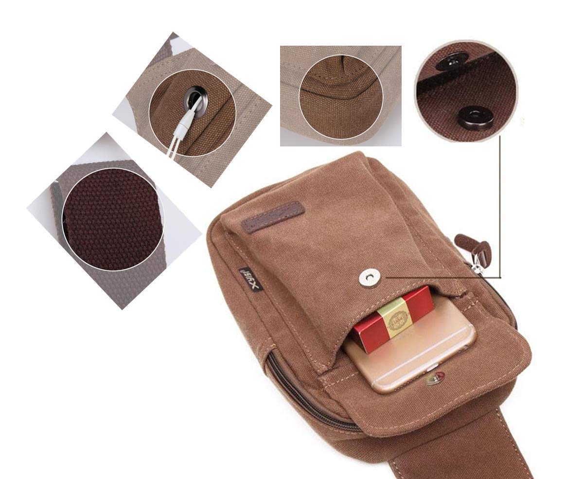 Wxnow Canvas Sling Bag Crossbody Backpack for Women & Men - Lightweight Chest Shoulder Bag for Travel, Hiking & Daily Use