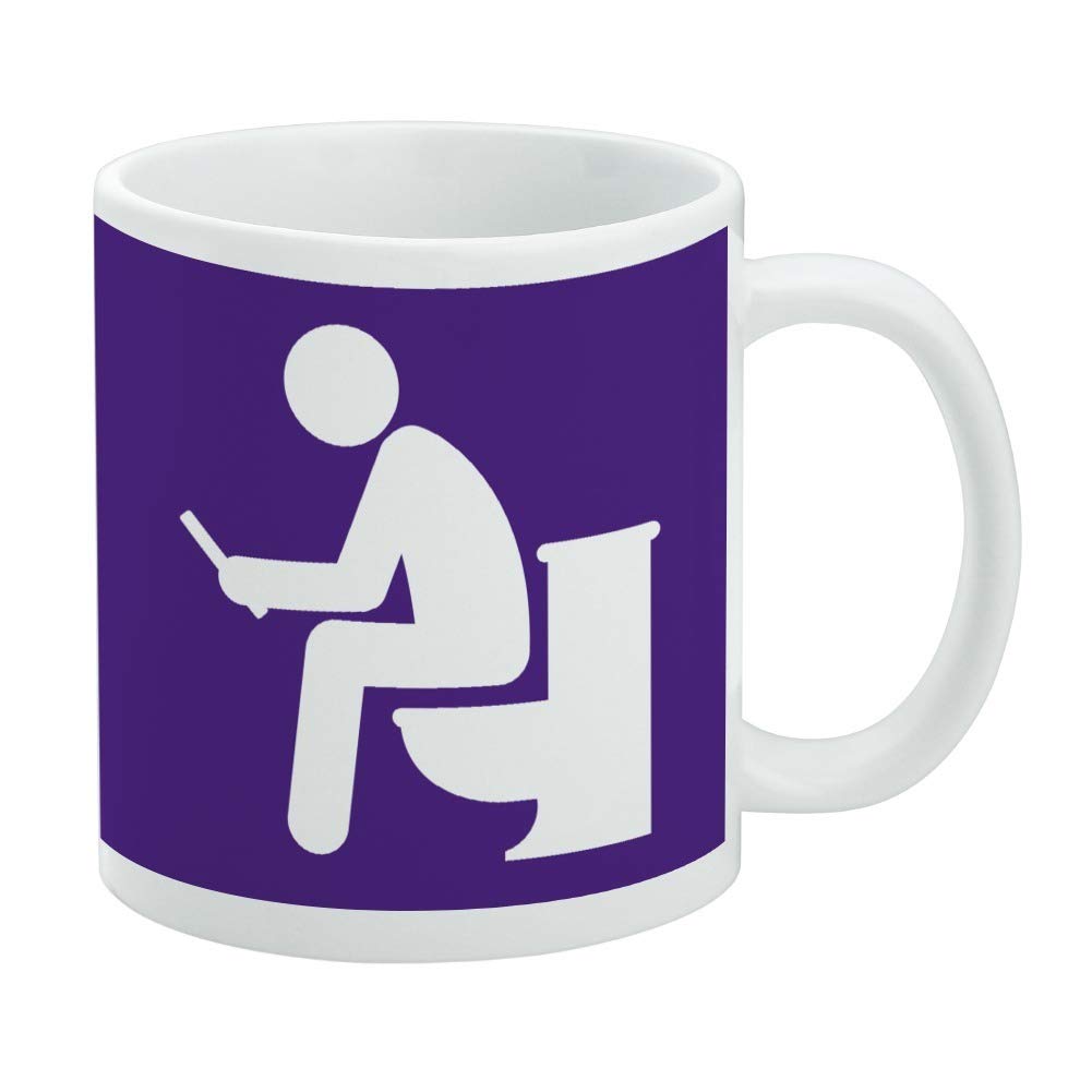 Funny Man Pooping on Toilet White Coffee Mug - Perfect for Office Humor & Gag Gifts