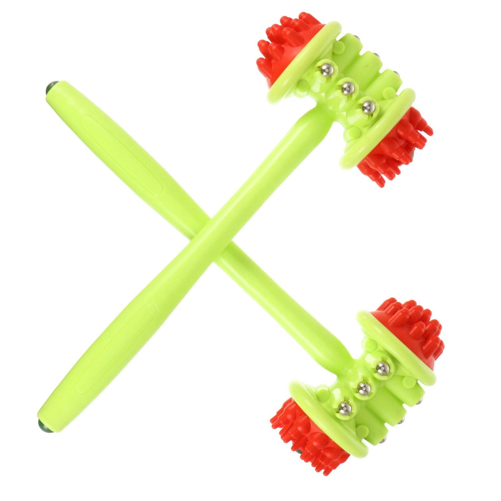 EXCEART 2-Piece Magnetic Bead Massage Hammer - Acupressure Therapy Tool for Back, Shoulder & Body Pain Relief - Meridian Massager with Knock Hammer Design (Green) - Perfect for Home, Office & Travel Use