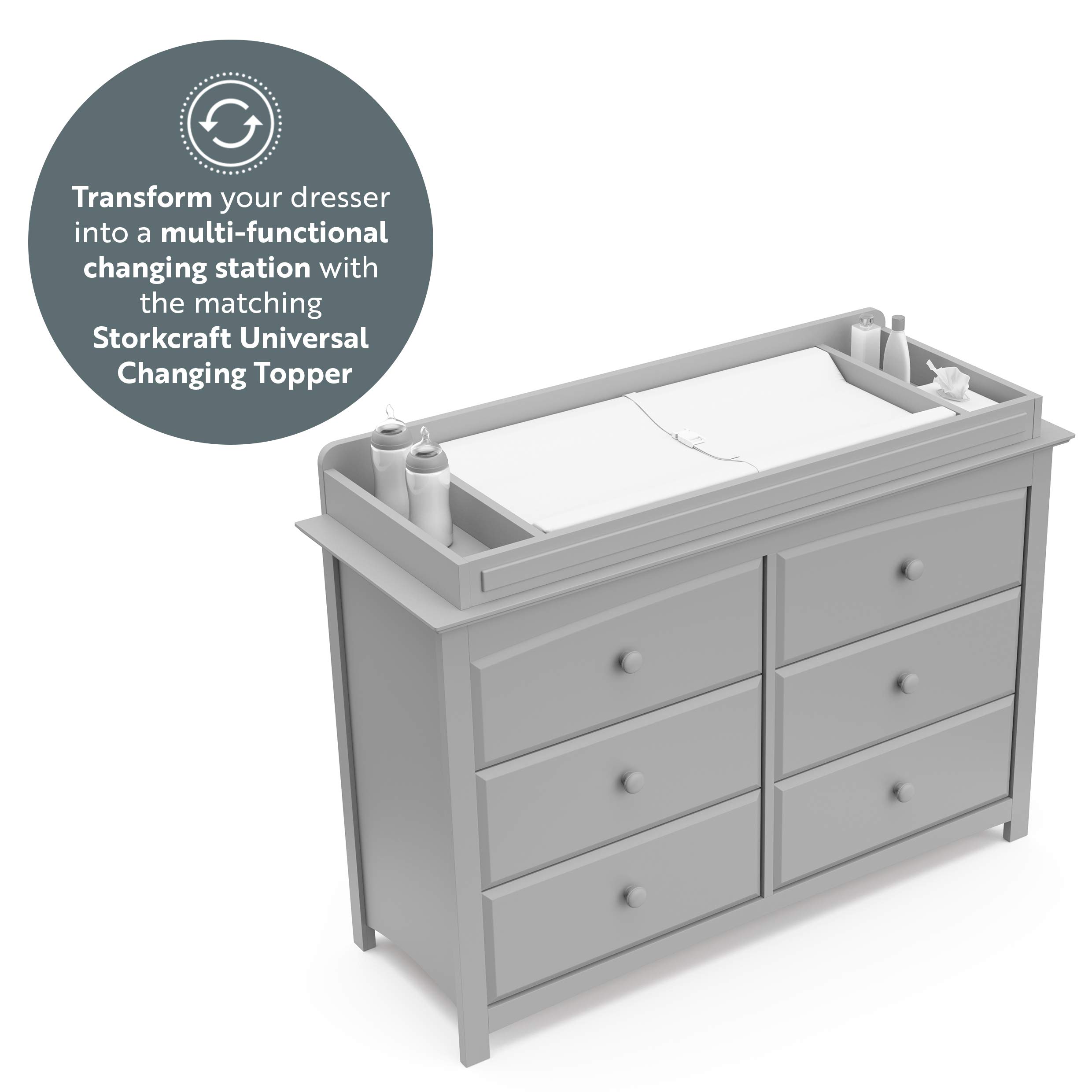 Storkcraft Kenton 6-Drawer Universal Dresser in Pebble Gray - Kids Bedroom Dresser, Nursery Storage Organizer, Children's Chest of Drawers with 6 Spacious Drawers | Perfect for Nursery Organization, Toddler Room Storage & Kids Bedroom Decor