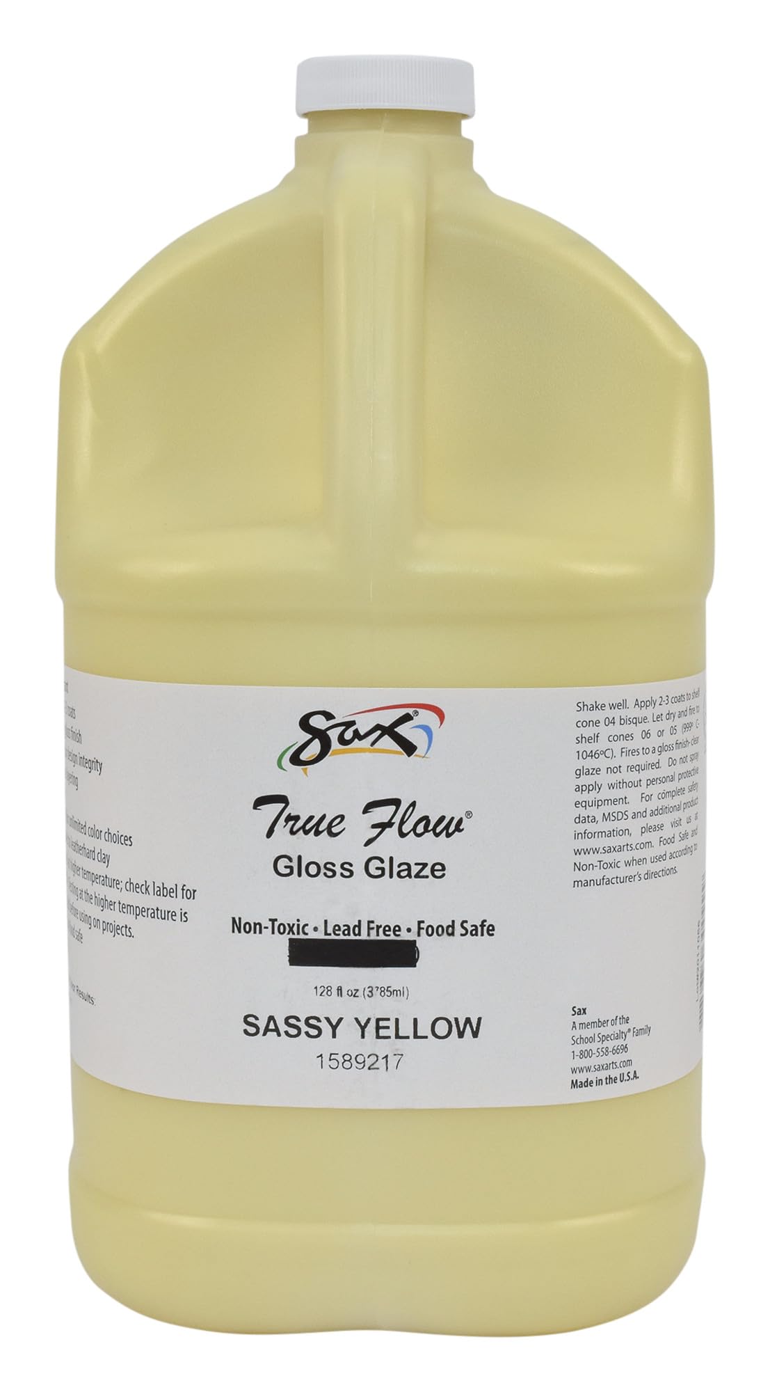 Sax True Flow Gloss Glaze - 1 Gallon High Gloss Paint for Cabinets, Furniture & Woodworking - Sassy Yellow Finish - Perfect for DIY Home Renovation & Professional Projects