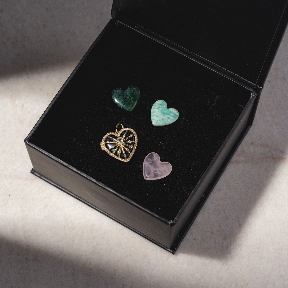 Solid Gold Changeable Crystal Locket Charm for Manifestation & Positive Energy | Spiritual Jewelry for Meditation, Yoga & Daily Affirmations