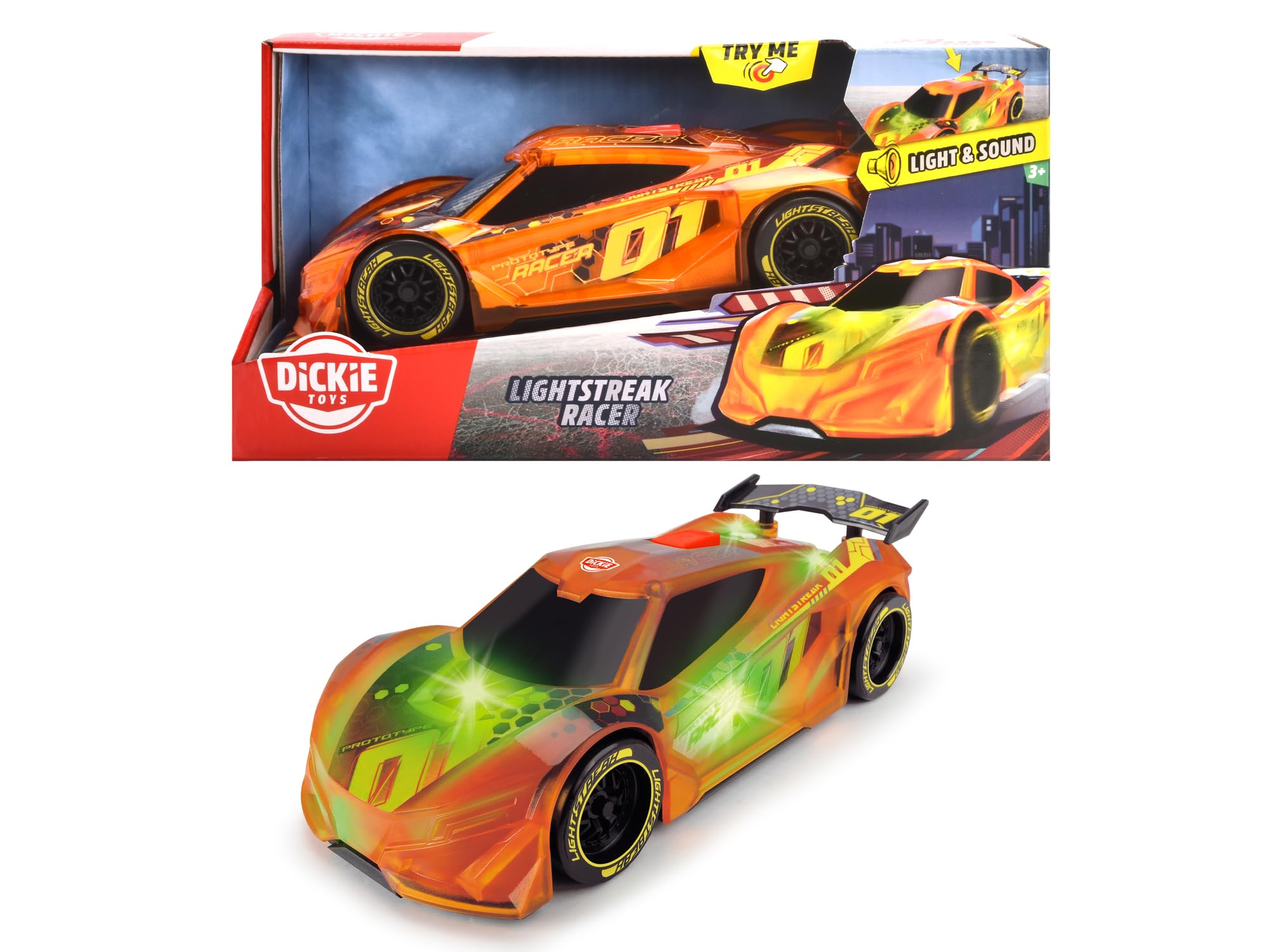Dickie Toys Friction Powered Race Car - Lightstreak Racer Toy for Kids (203763002) | Fun Racing Games & Pretend Play for Boys & Girls Ages 3+
