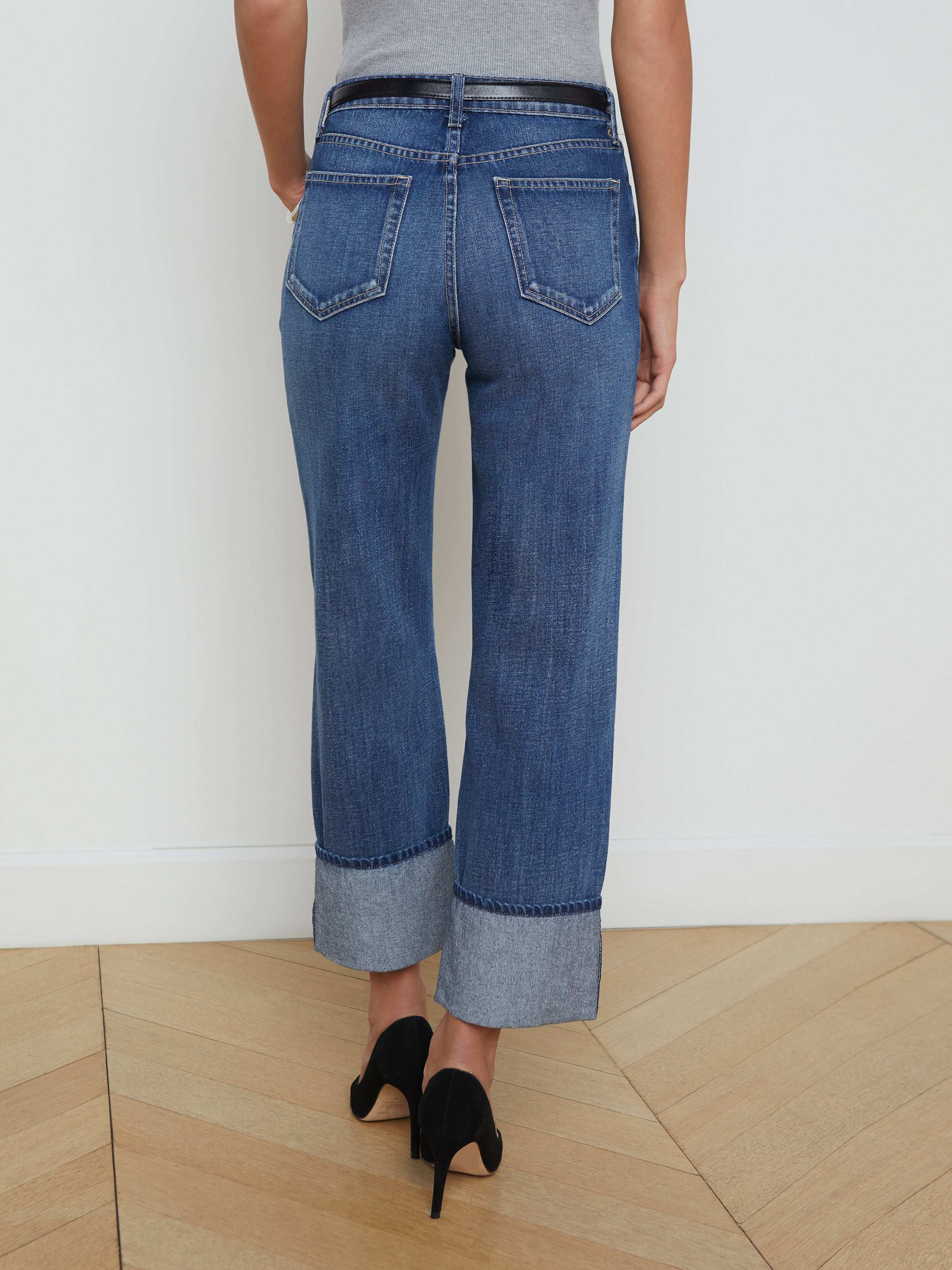 Leighton Cropped Cuffed Jean - Women's High Waist Distressed Denim Pants for Casual Outfits & Streetwear Fashion