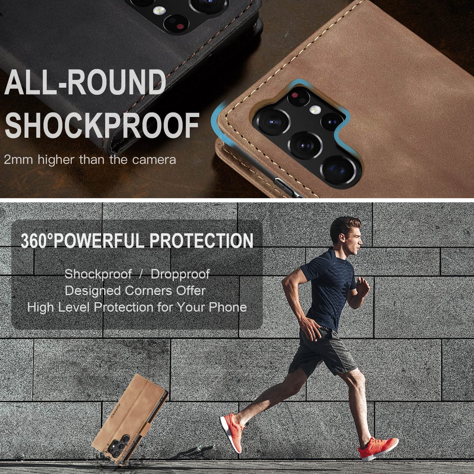 Premium PU Leather Wallet Case for Samsung Galaxy S22 Ultra 5G - Vintage Matte Flip Cover with Card Slots, Magnetic Closure & Stand Function | Shockproof Full Protection | Brown | Perfect for Business, Travel & Everyday Use