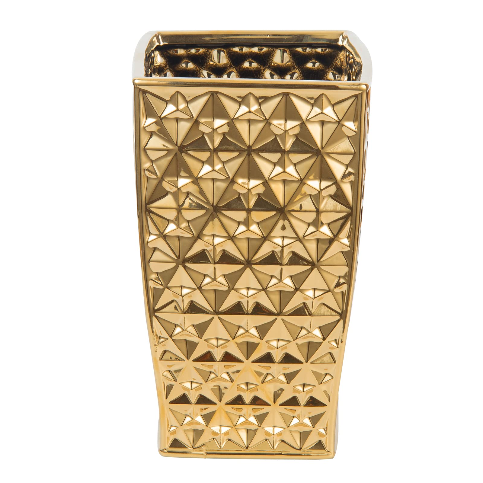 Premium Ceramic Gold Square Trash Can - Stylish Waste Bin for Kitchen, Bathroom, Bedroom, Home Office & Kids Room | Durable Garbage Container with Lid | Perfect for Modern Homes & Small Spaces
