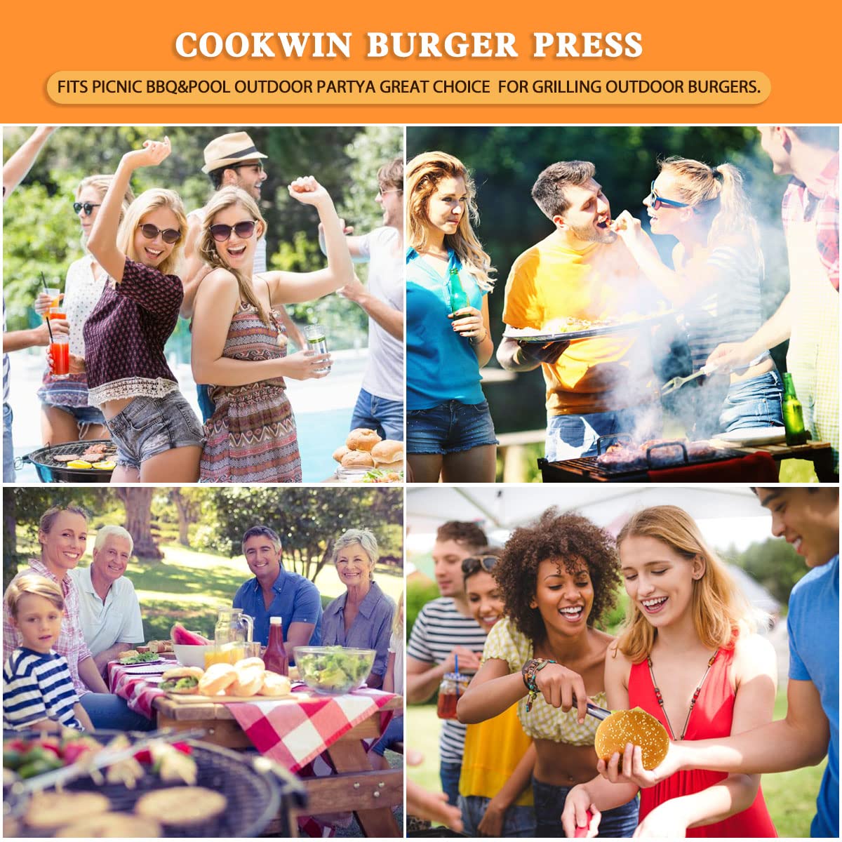 Heavy Duty 6 Inch Cast Iron Smash Burger Press with Heat Insulation Handle - Bacon Press, Sandwich Press & Round Grill Press for Griddle - Includes 50 PC Patty Papers - Perfect for BBQ, Backyard Grilling & Restaurant Use