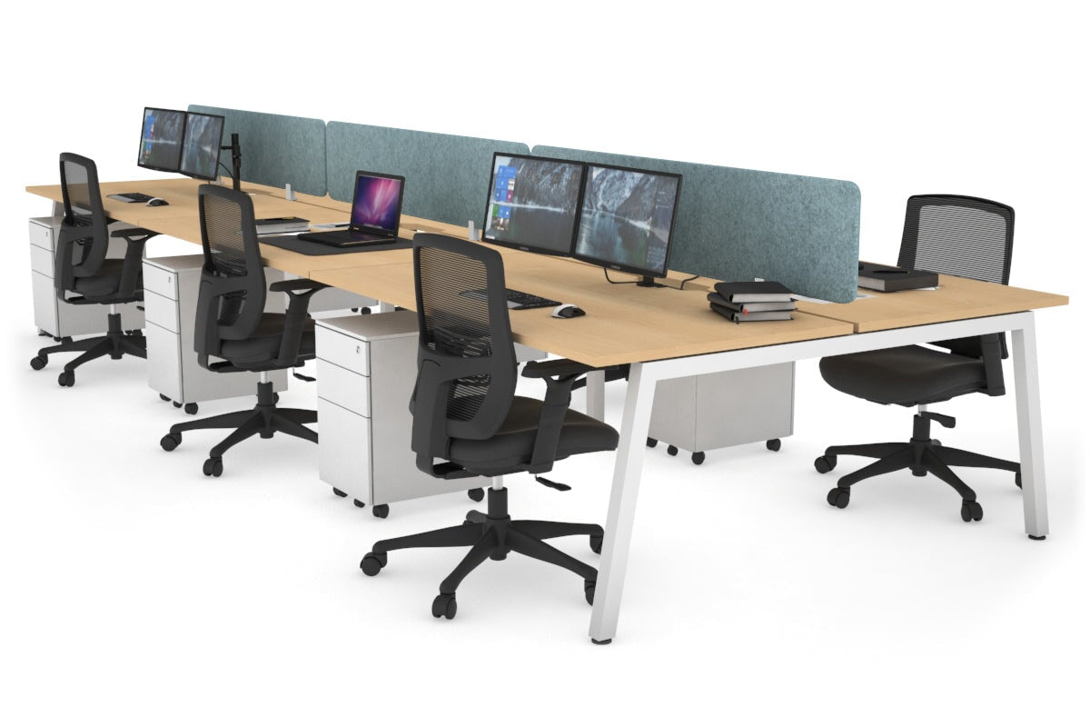 Quadro 6-Person Office Workstation Desk - 1600L x 800W with Cable Management Scallop - Perfect for Team Collaboration, Open Office Spaces & Conference Rooms