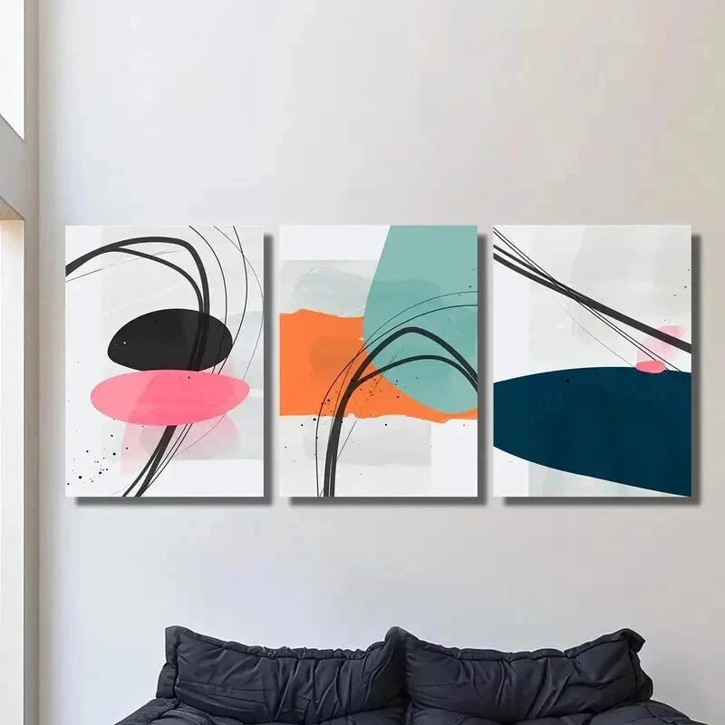 3-Piece Abstract Modern Geometric Wall Art Set - Framed Canvas 40x60cm | High Quality Print | 100% Australian Made | Ready to Hang | Perfect for Living Room, Bedroom & Office Decor