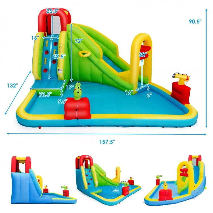 Inflatable Water Bounce House for Kids - 480W High-Power Blower Included - Outdoor Summer Party, Backyard Water Play, Birthday Celebration Activity