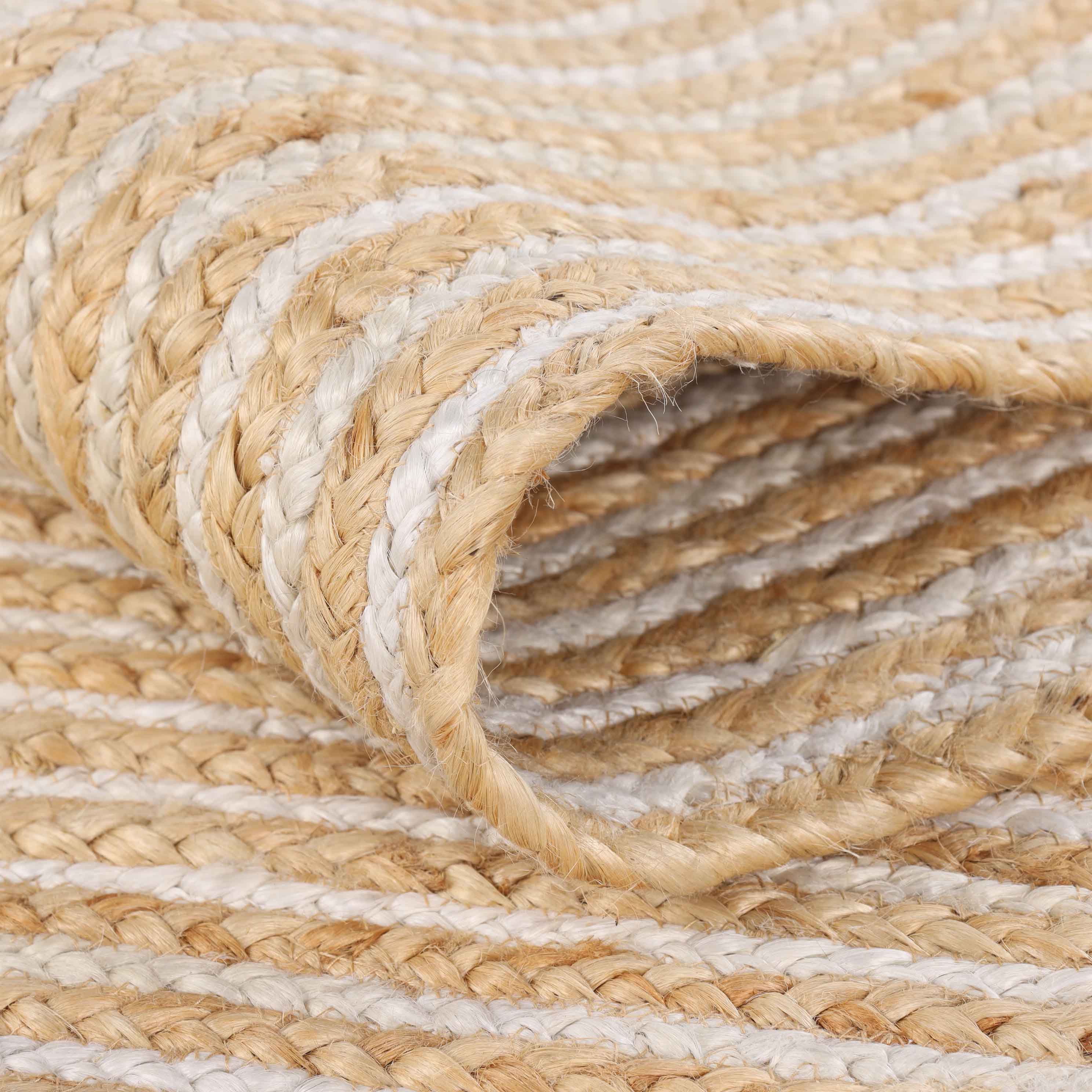Braided Jute Reversible Handwoven Area Rug - Natural Fiber Floor Mat for Living Room, Bedroom, Patio - Eco-Friendly Indoor Outdoor Decor